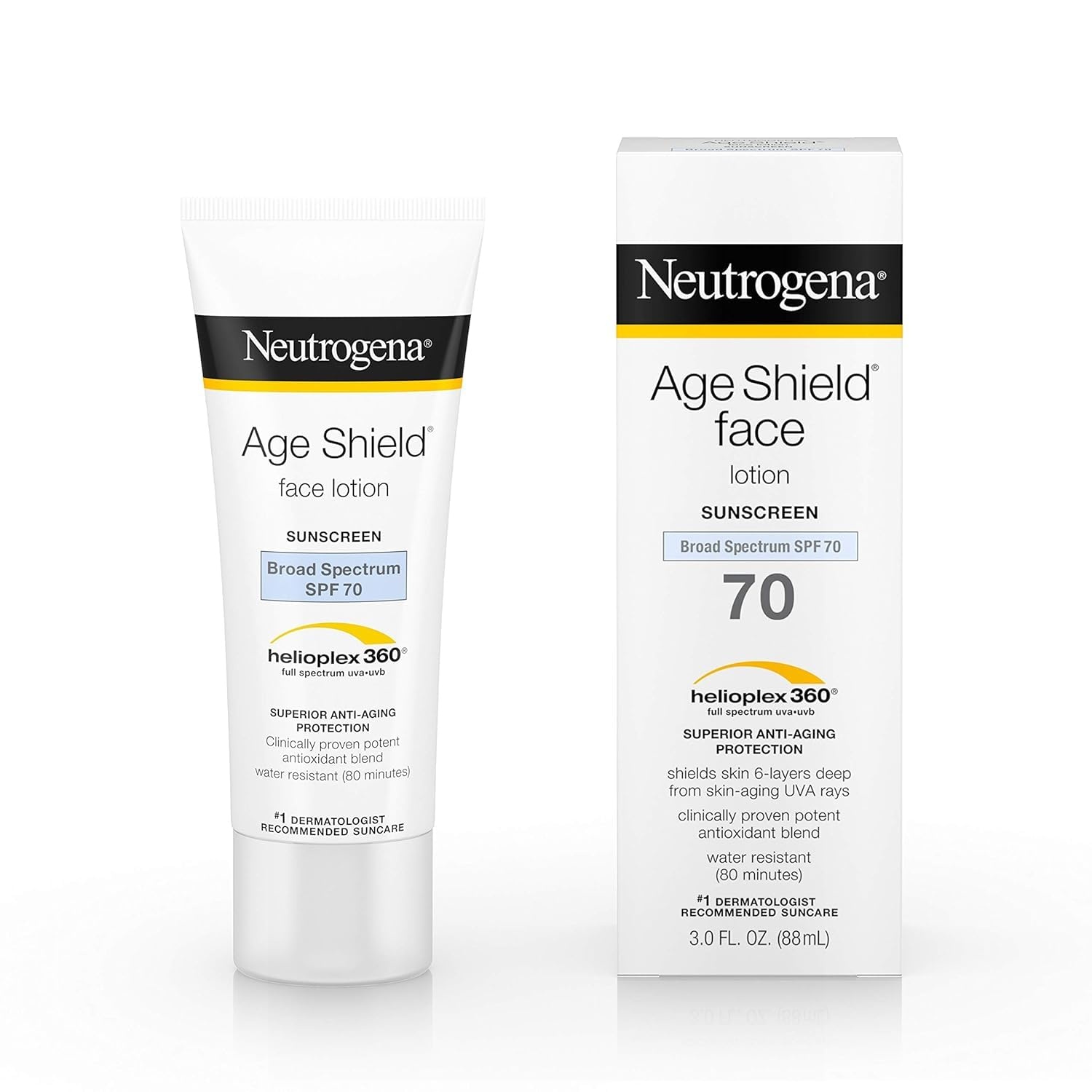 image:imageNeutrogena Age Shield AntiOxidant Face Lotion Sunscreen with Broad Spectrum SPF 70 OilFree amp NonComedogenic Moisturizing Sunscreen to Prevent Signs of Aging 3 fl oz Pack of 2
