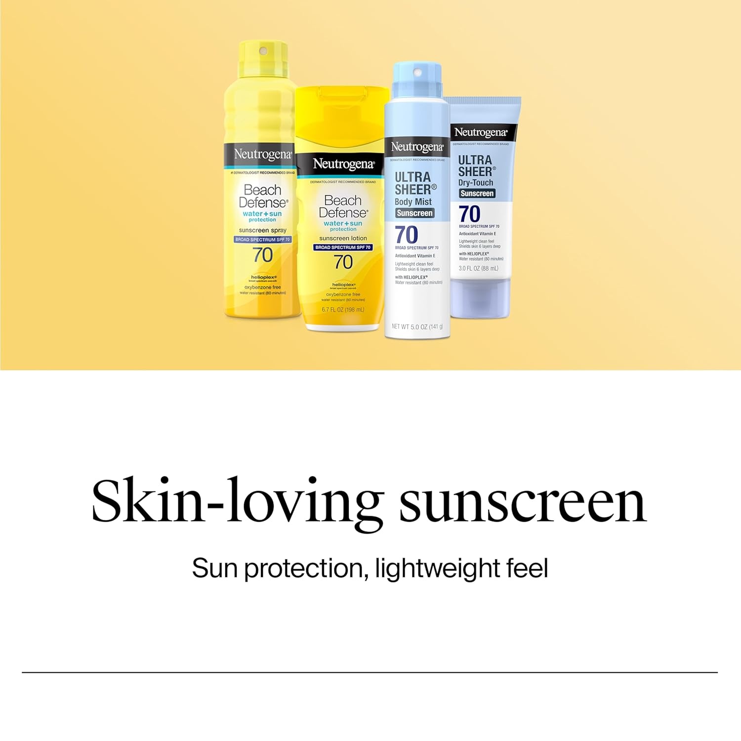 image:imageNeutrogena Beach Defense Sunscreen Lotion SPF 70 Broad Spectrum UVA UVB Protection Lightweight Water Resistant up to 80 Minutes OilFree BeachStrength Sun Protection for Whole Family 67 fl ozSunscreen Lotion 70 SPF