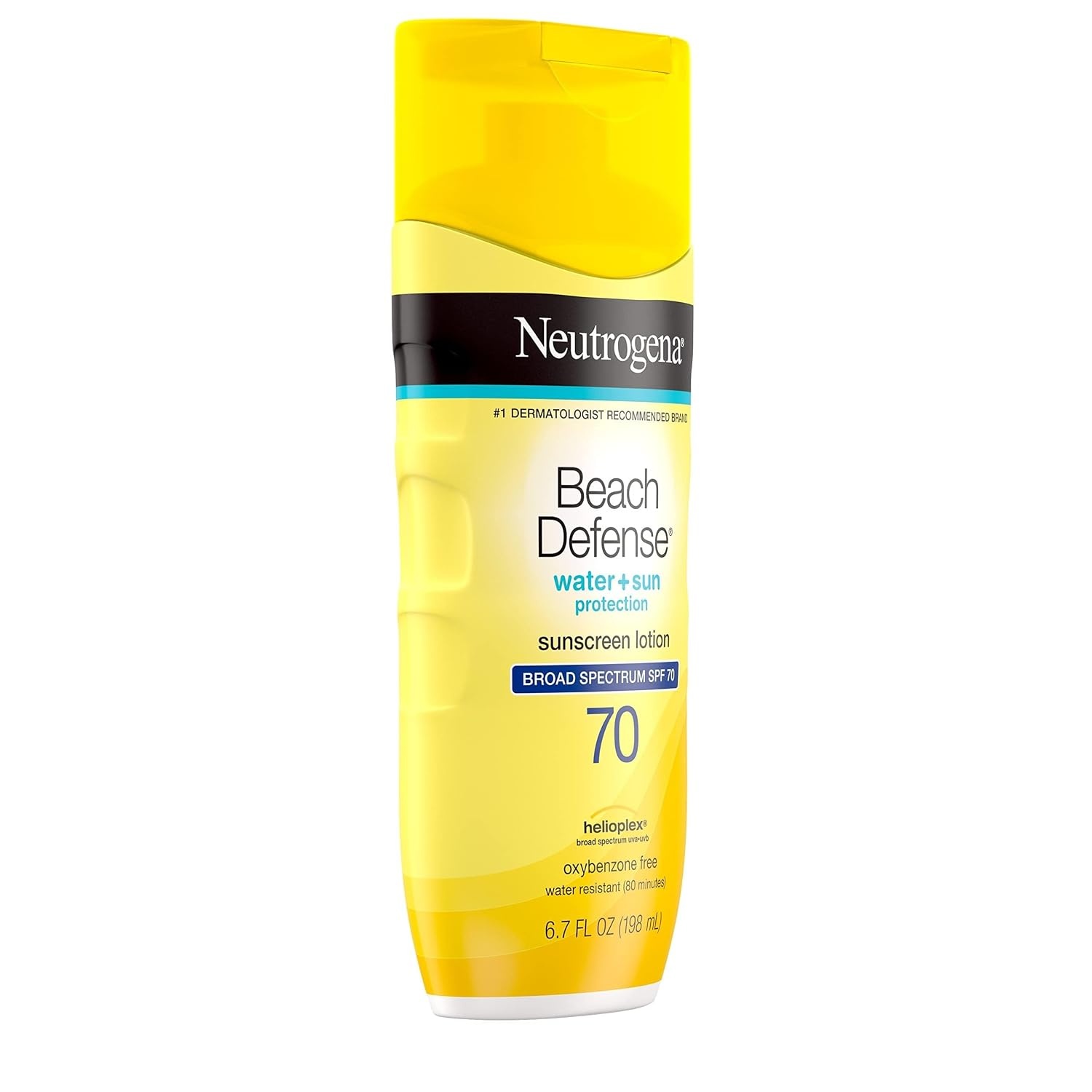 image:imageNeutrogena Beach Defense Sunscreen Lotion SPF 70 Broad Spectrum UVA UVB Protection Lightweight Water Resistant up to 80 Minutes OilFree BeachStrength Sun Protection for Whole Family 67 fl ozSunscreen Lotion 70 SPF