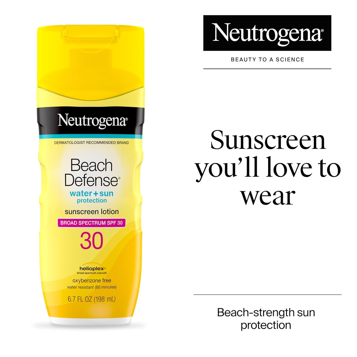 image:imageNeutrogena Beach Defense Sunscreen Lotion SPF 70 Broad Spectrum UVA UVB Protection Lightweight Water Resistant up to 80 Minutes OilFree BeachStrength Sun Protection for Whole Family 67 fl ozSPF 30