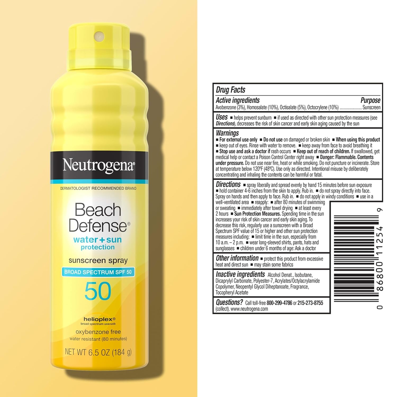image:imageNeutrogena Beach Defense Sunscreen Spray SPF 50 Broad Spectrum UVA UVB Protection Lightweight Water Resistant up to 80 Minutes OilFree BeachStrength Sun Protection for Whole Family 65 oz65 Ounce Pack of 1