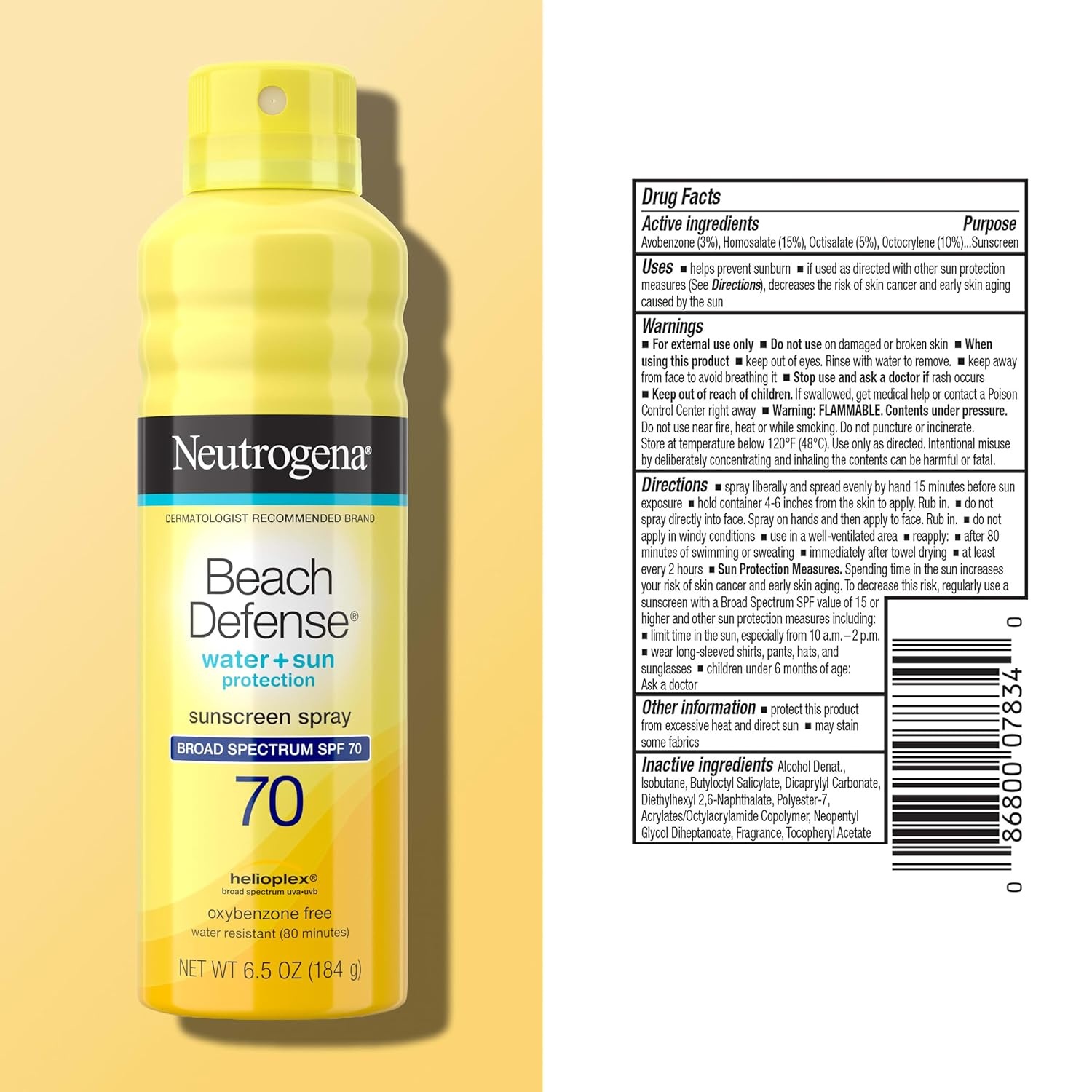 image:imageNeutrogena Beach Defense Sunscreen Spray SPF 70 Broad Spectrum UVA UVB Protection Lightweight Water Resistant up to 80 Minutes OilFree BeachStrength Sun Protection for Whole Family 65 ozSPF 70