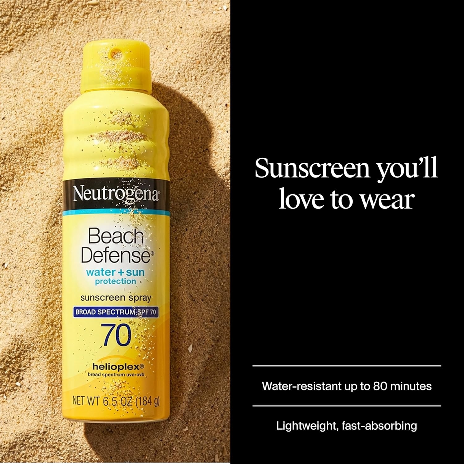 image:imageNeutrogena Beach Defense Sunscreen Spray SPF 70 Broad Spectrum UVA UVB Protection Lightweight Water Resistant up to 80 Minutes OilFree BeachStrength Sun Protection for Whole Family 65 ozSPF 70