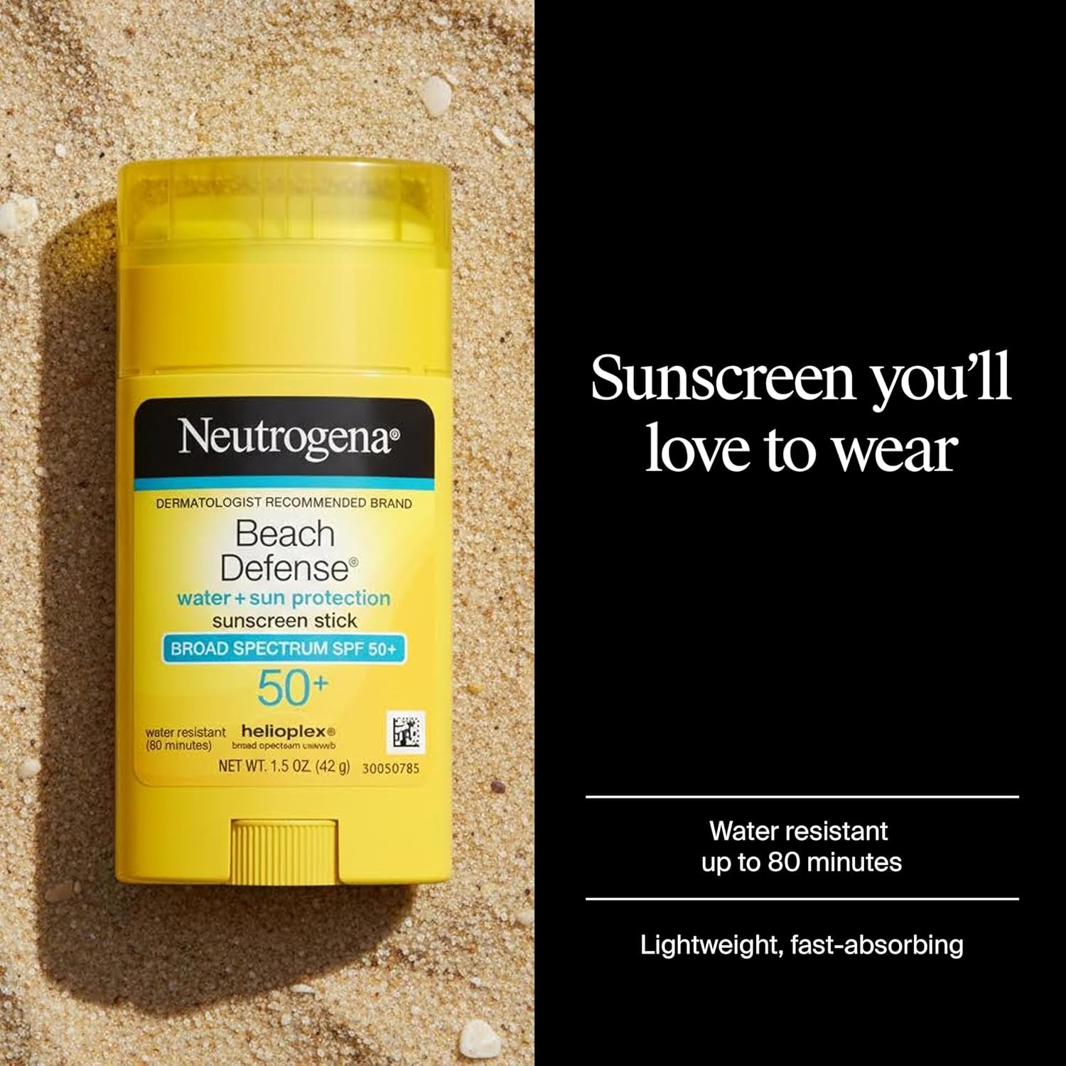 image:imageNeutrogena Beach Defense Sunscreen Stick SPF 50 Broad Spectrum UVA UVB Protection Lightweight Water Resistant up to 80 Minutes OilFree NoMess BeachStrength Sun Protection for Whole Family 15 ozSunscreen Stick