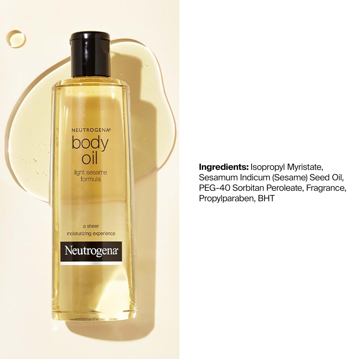 image:imageNeutrogena Body Oil Light Sesame Formula 85 fl oz Radiant Glow Moisturizer for Dry Skin Bath amp Shower Oil For Smooth and Hydrated Skin16 Fl Oz Pack of 1