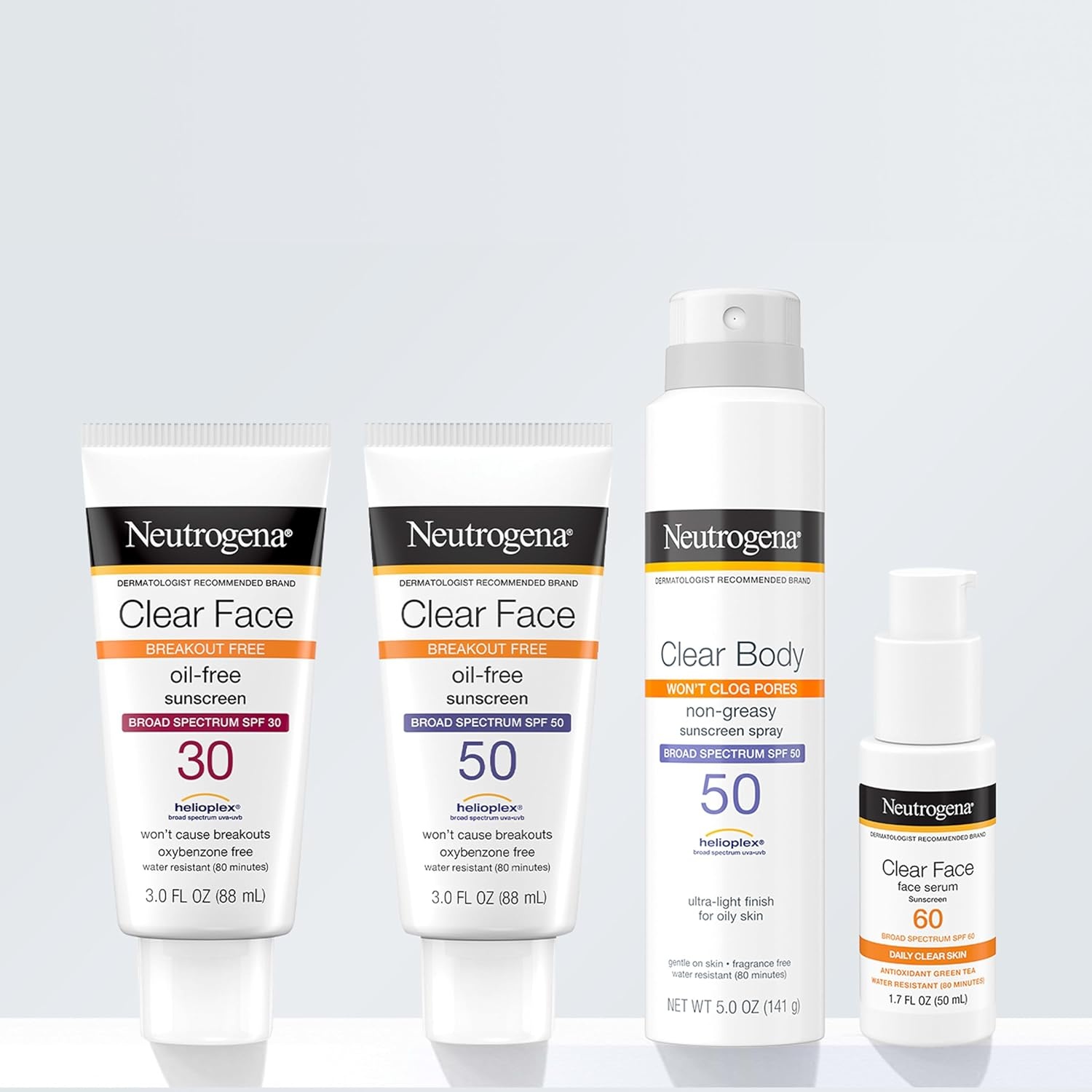 image:imageNeutrogena Clear Face Sunscreen for AcneProne Skin SPF 30 Broad Spectrum Facial Sunscreen Lotion Lightweight Non Comedogenic Oil Fragrance amp OxybenzoneFree Water Resistant 80 min 3 fl ozSPF 30