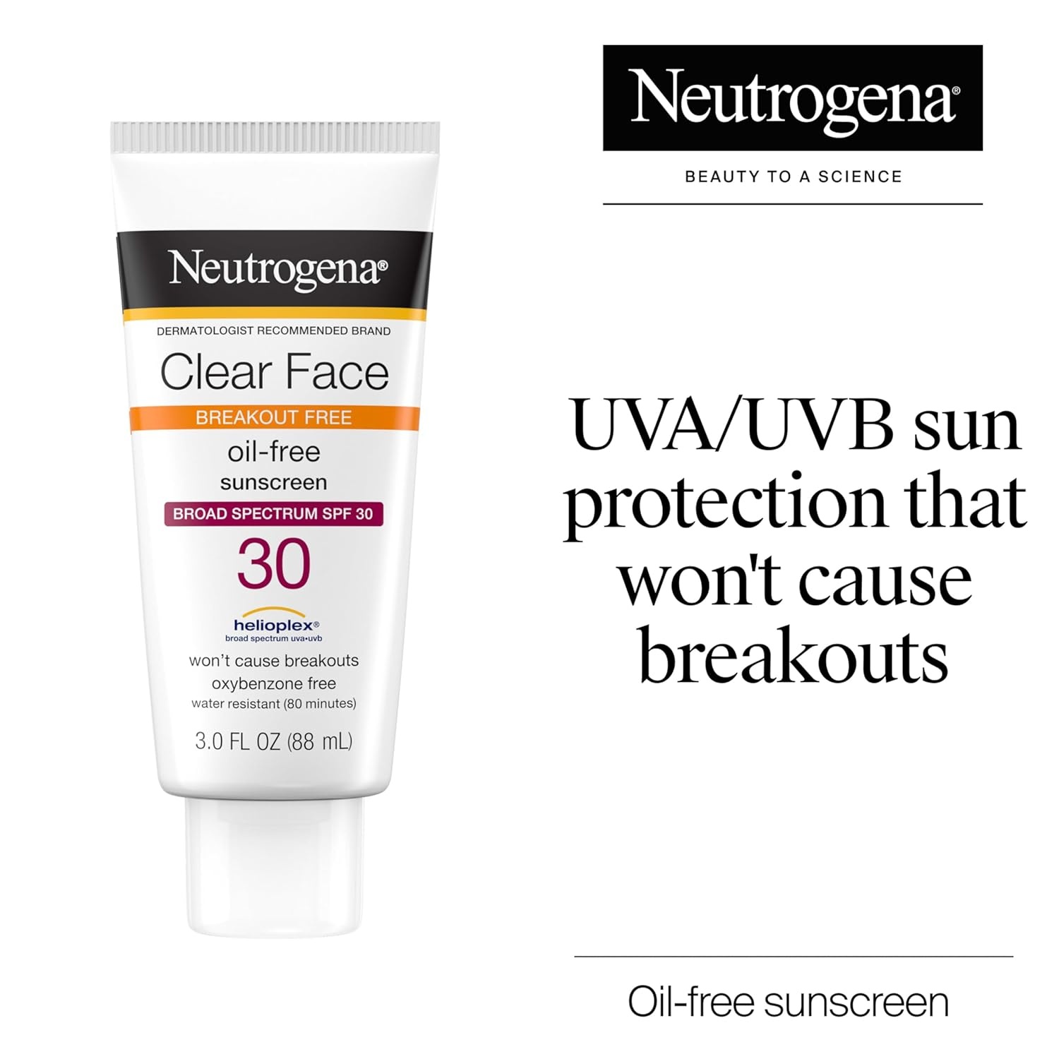 image:imageNeutrogena Clear Face Sunscreen for AcneProne Skin SPF 30 Broad Spectrum Facial Sunscreen Lotion Lightweight Non Comedogenic Oil Fragrance amp OxybenzoneFree Water Resistant 80 min 3 fl ozSPF 30