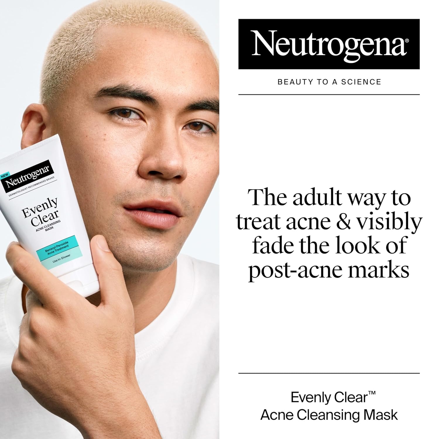 image:imageNeutrogena Evenly Clear Acne Cleansing Face Mask with 35 Benzoyl Peroxide Treats Breakouts amp Bentonite Clay Purifying Clay Mask Absorbs Oil to Visibly Improve the look of Skin 42 fl oz