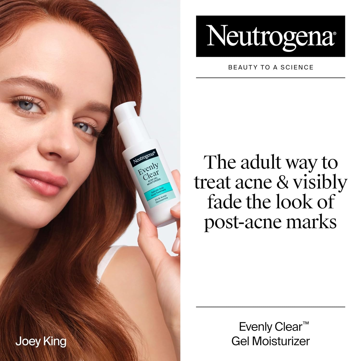 image:imageNeutrogena Evenly Clear Acne Gel Moisturizer with Salicylic Acid amp NAcetyl Glucosamine Lightweight NonGreasy Face Moisturizer Helps Treat Breakouts amp Visibly Fade the look of PostAcne 17 fl oz
