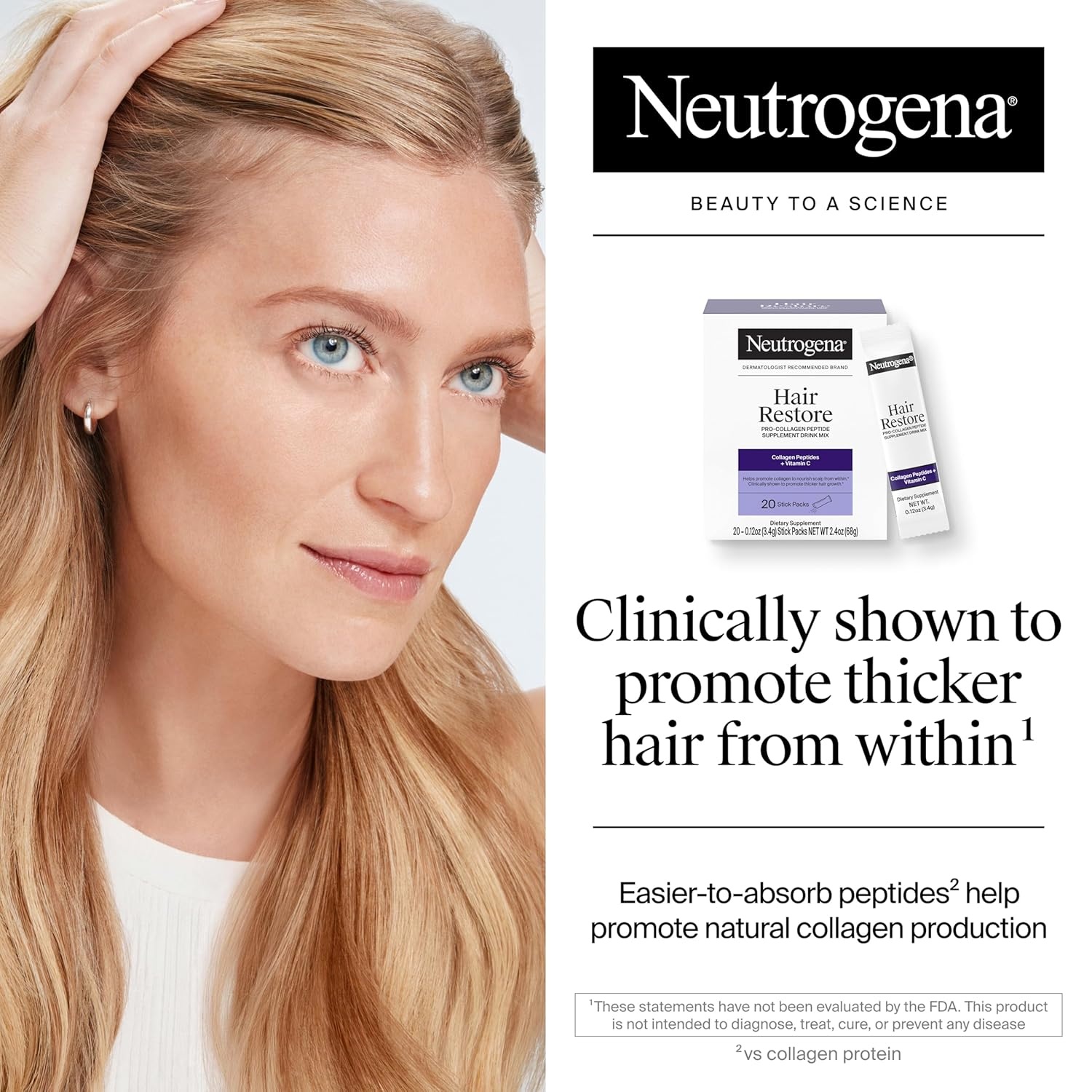 image:imageNeutrogena Hair Restore Pro Collagen Peptide Supplement Powder 20 ct