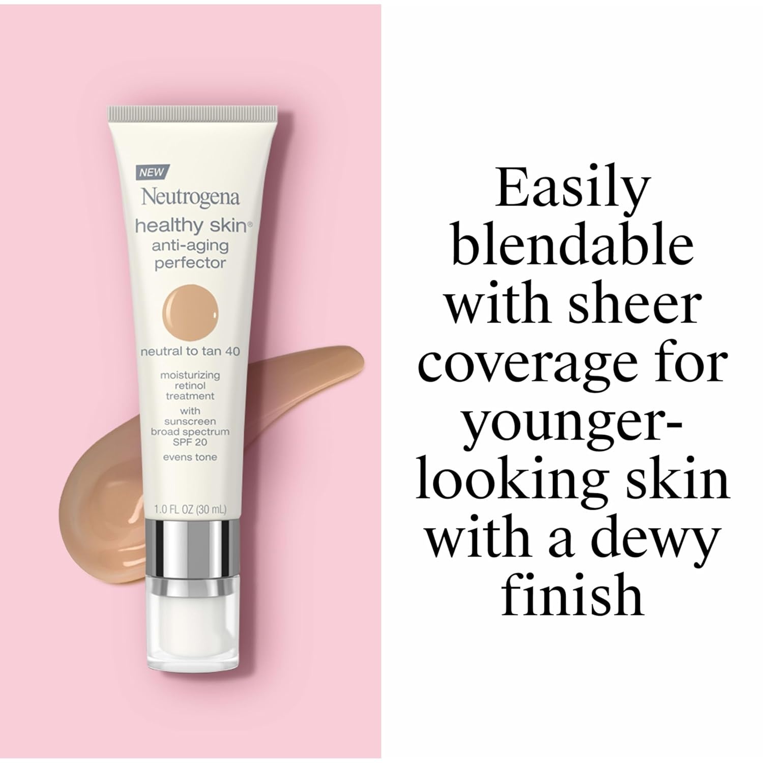 image:imageNeutrogena Healthy Skin AntiAging Perfector Tinted Facial Moisturizer and Retinol Treatment with Broad Spectrum SPF 20 Sunscreen with Titanium Dioxide 60 Medium to Deep 1 fl oz40 Neutral To Tan