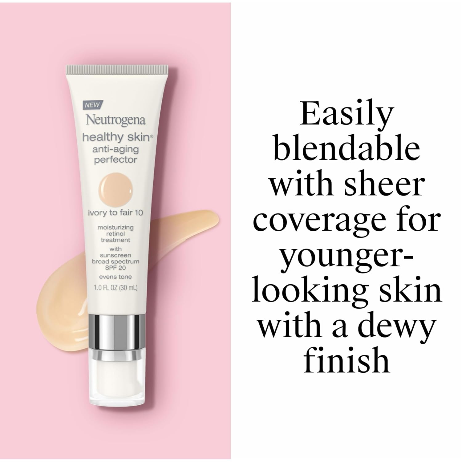 image:imageNeutrogena Healthy Skin AntiAging Perfector Tinted Facial Moisturizer and Retinol Treatment with Broad Spectrum SPF 20 Sunscreen with Titanium Dioxide 60 Medium to Deep 1 fl oz10 Ivory Fair