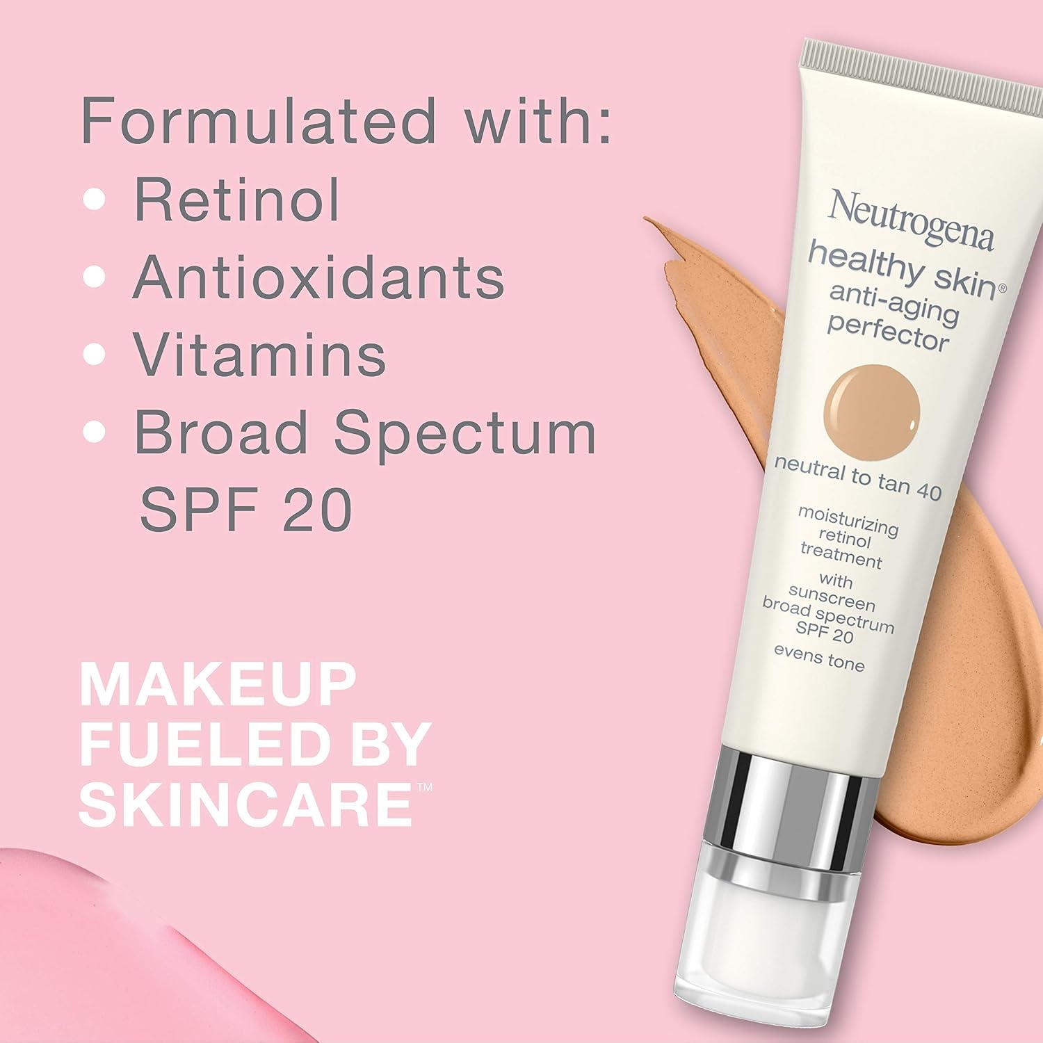 image:imageNeutrogena Healthy Skin AntiAging Perfector Tinted Facial Moisturizer and Retinol Treatment with Broad Spectrum SPF 20 Sunscreen with Titanium Dioxide 60 Medium to Deep 1 fl oz50 Tan To Medium