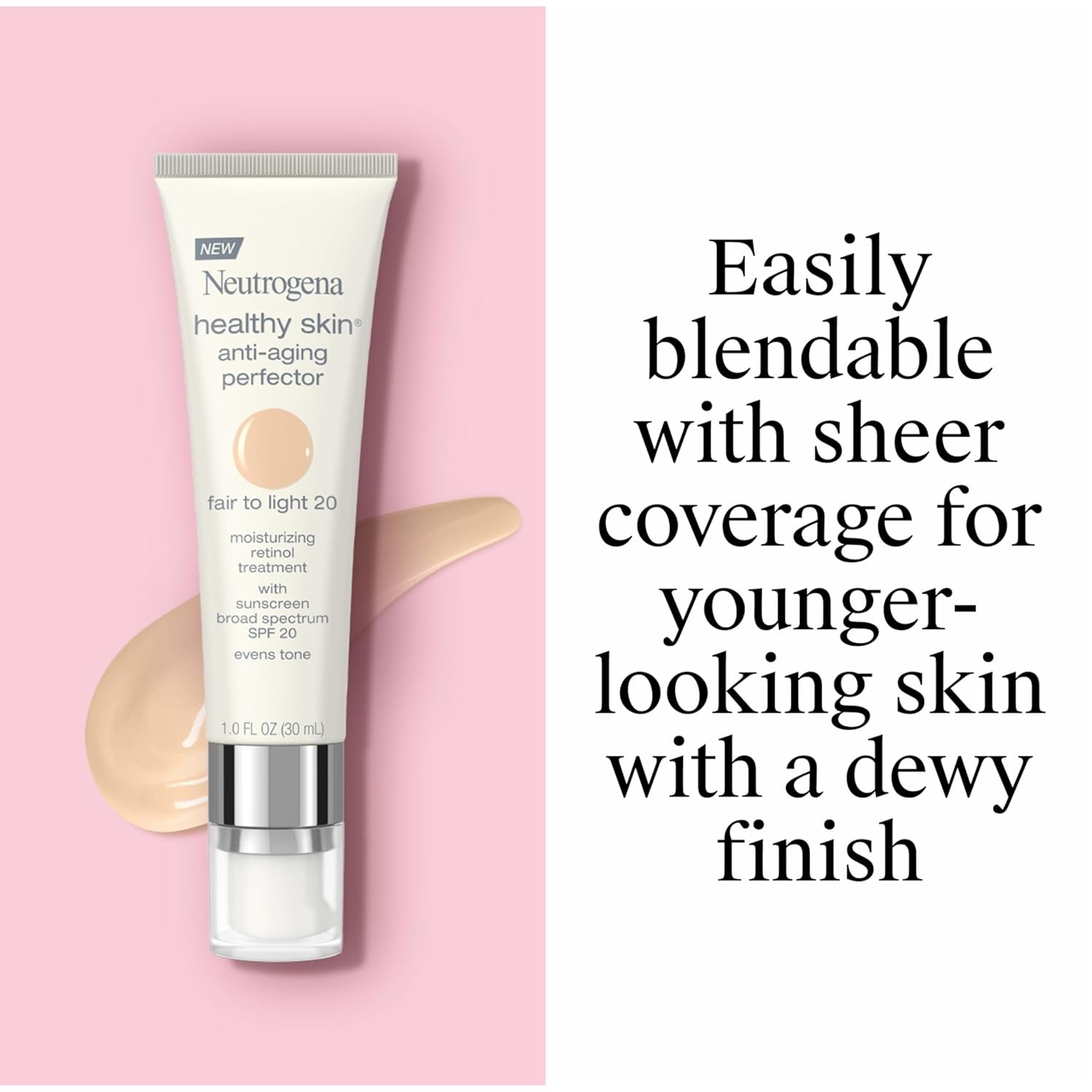 image:imageNeutrogena Healthy Skin AntiAging Perfector Tinted Facial Moisturizer and Retinol Treatment with Broad Spectrum SPF 20 Sunscreen with Titanium Dioxide 60 Medium to Deep 1 fl oz20 Fair To Light
