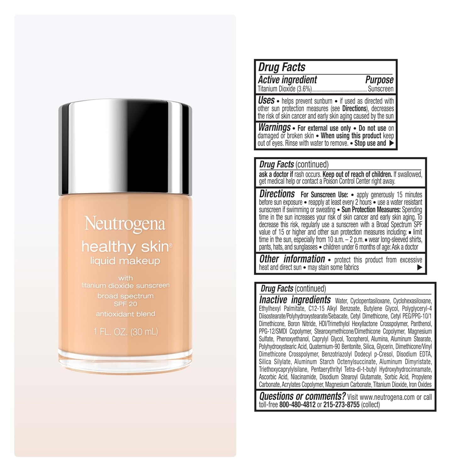 image:imageNeutrogena Healthy Skin Liquid Foundation Makeup with Broad Spectrum SPF 20 Sunscreen Lightweight Medium Coverage Makeup with Sunscreen and ProVitamin B5 Classic Ivory 160C 1 fl ozWarm Sand