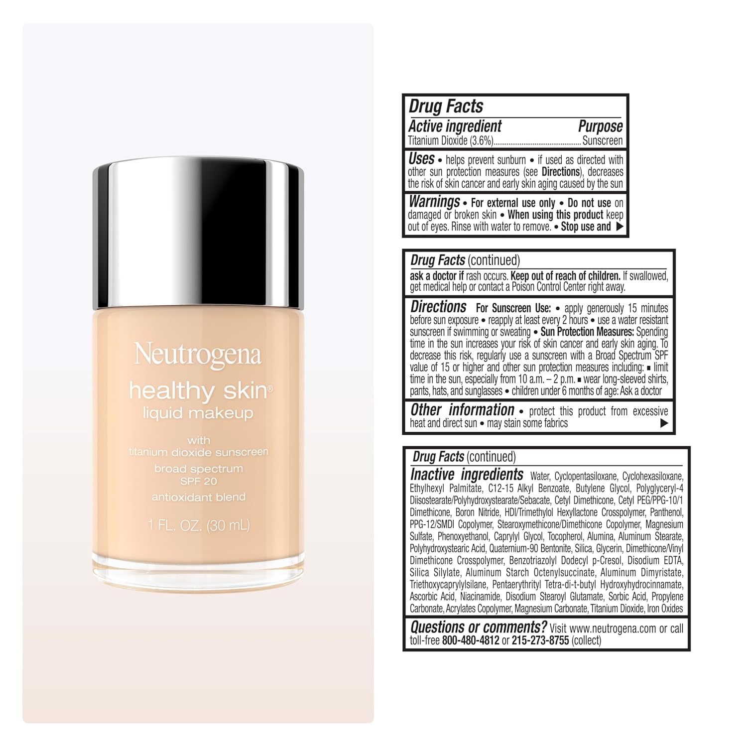 image:imageNeutrogena Healthy Skin Liquid Foundation Makeup with Broad Spectrum SPF 20 Sunscreen Lightweight Medium Coverage Makeup with Sunscreen and ProVitamin B5 Classic Ivory 160C 1 fl ozIvory Beige