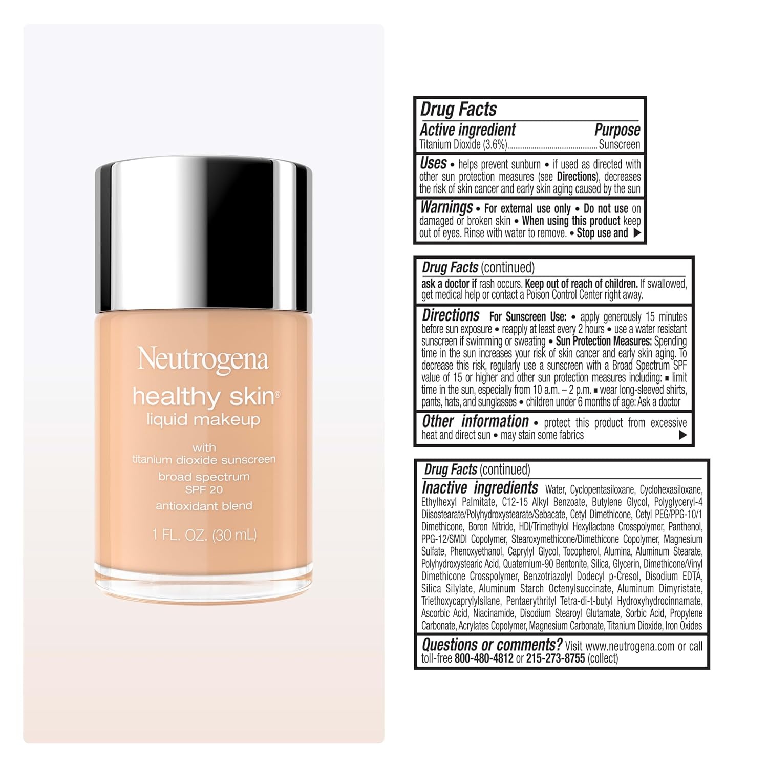 image:imageNeutrogena Healthy Skin Liquid Foundation Makeup with Broad Spectrum SPF 20 Sunscreen Lightweight Medium Coverage Makeup with Sunscreen and ProVitamin B5 Classic Ivory 160C 1 fl ozSoft Sand