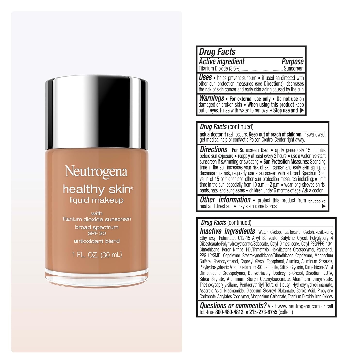image:imageNeutrogena Healthy Skin Liquid Foundation Makeup with Broad Spectrum SPF 20 Sunscreen Lightweight Medium Coverage Makeup with Sunscreen and ProVitamin B5 Classic Ivory 160C 1 fl ozBronze
