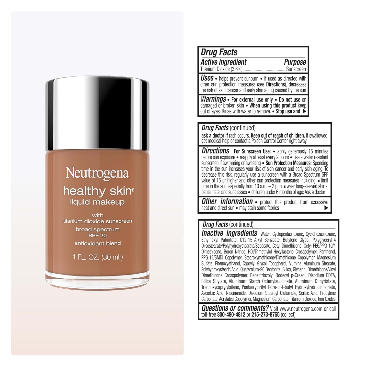 image:imageNeutrogena Healthy Skin Liquid Foundation Makeup with Broad Spectrum SPF 20 Sunscreen Lightweight Medium Coverage Makeup with Sunscreen and ProVitamin B5 Classic Ivory 160C 1 fl ozGolden