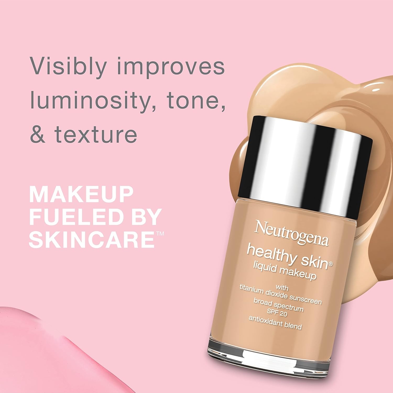 image:imageNeutrogena Healthy Skin Liquid Foundation Makeup with Broad Spectrum SPF 20 Sunscreen Lightweight Medium Coverage Makeup with Sunscreen and ProVitamin B5 Classic Ivory 160C 1 fl oz060 Natural Beige