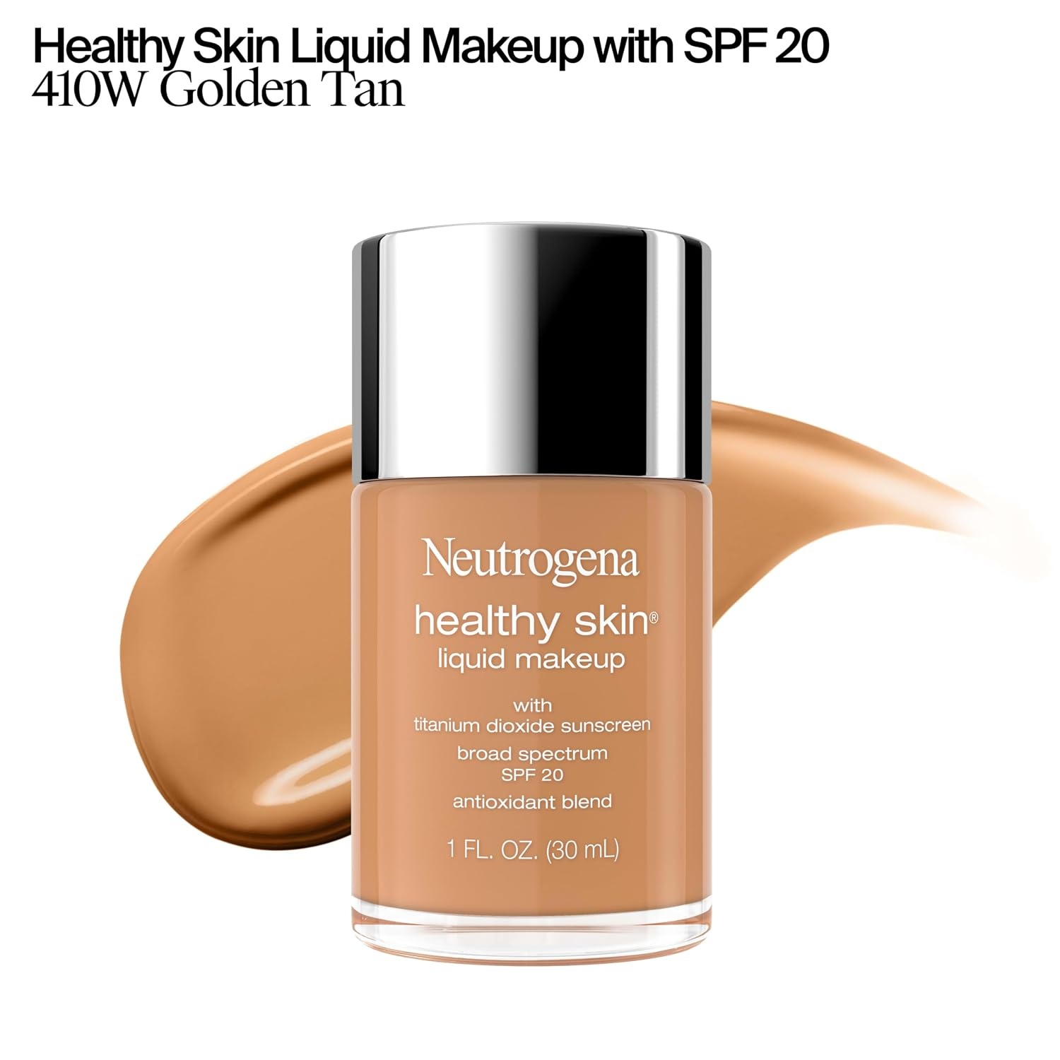 image:imageNeutrogena Healthy Skin Liquid Foundation Makeup with Broad Spectrum SPF 20 Sunscreen Lightweight Medium Coverage Makeup with Sunscreen and ProVitamin B5 Classic Ivory 160C 1 fl ozGolden Tan