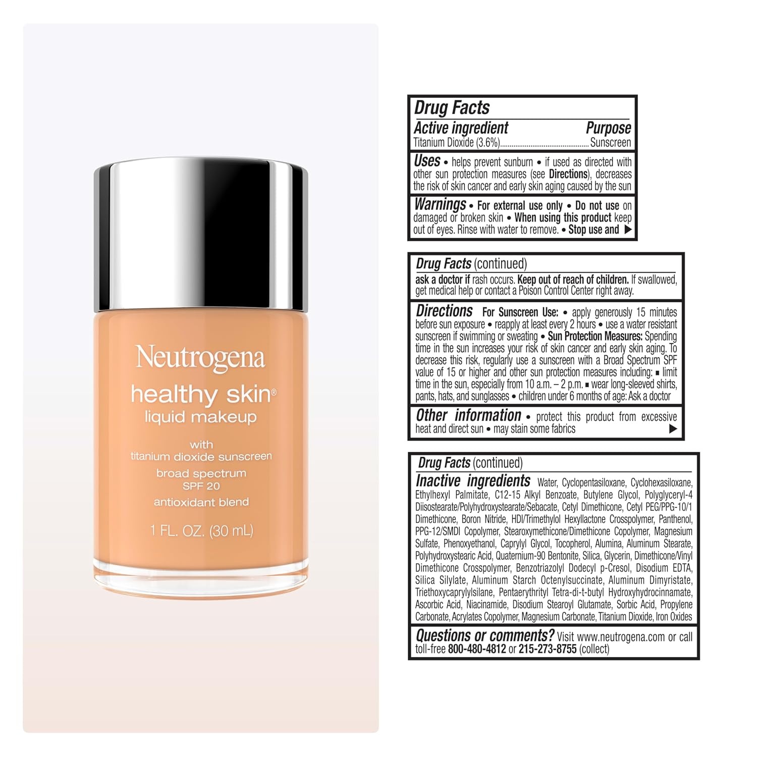 image:imageNeutrogena Healthy Skin Liquid Foundation Makeup with Broad Spectrum SPF 20 Sunscreen Lightweight Medium Coverage Makeup with Sunscreen and ProVitamin B5 Classic Ivory 160C 1 fl oz050 Soft Beige
