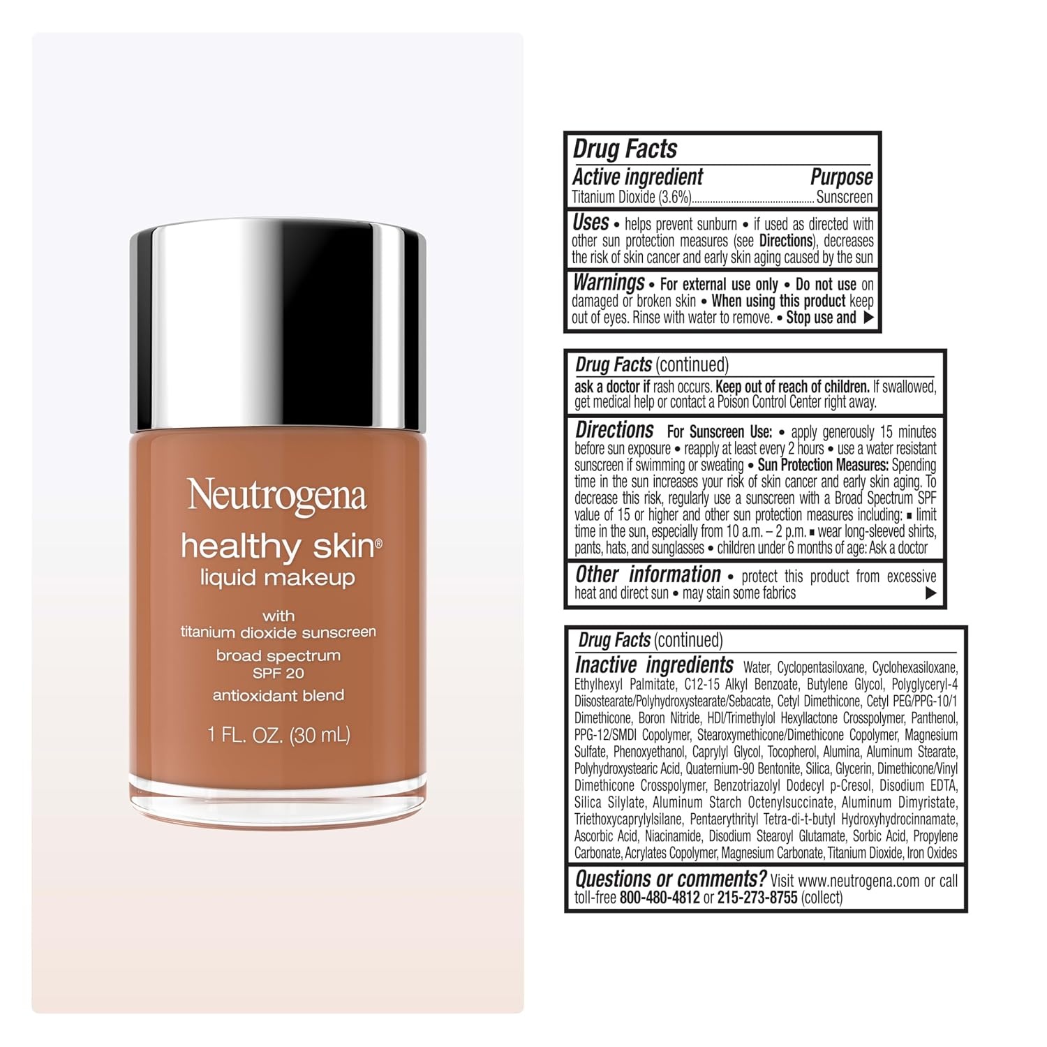 image:imageNeutrogena Healthy Skin Liquid Foundation Makeup with Broad Spectrum SPF 20 Sunscreen Lightweight Medium Coverage Makeup with Sunscreen and ProVitamin B5 Classic Ivory 160C 1 fl ozCool Bronze