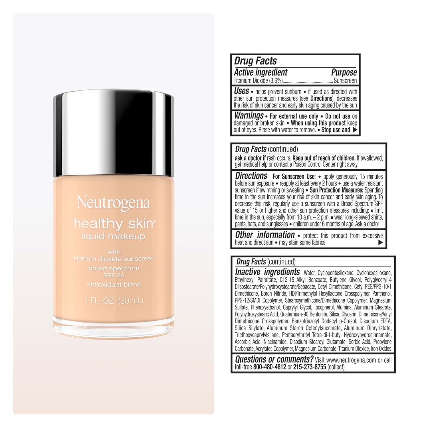 image:imageNeutrogena Healthy Skin Liquid Foundation Makeup with Broad Spectrum SPF 20 Sunscreen Lightweight Medium Coverage Makeup with Sunscreen and ProVitamin B5 Classic Ivory 160C 1 fl oz010 Classic Ivory