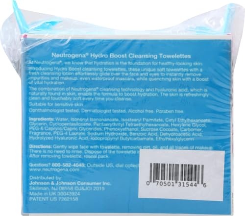 image:imageNeutrogena Hydro Boost Cleansing Wipes Makeup Remover for Face Micellar Gently Removes Oil Dirt and Waterproof Makeup Daily with Hydrating Hyaluronic Acid 25 ct50 Count Pack of 12