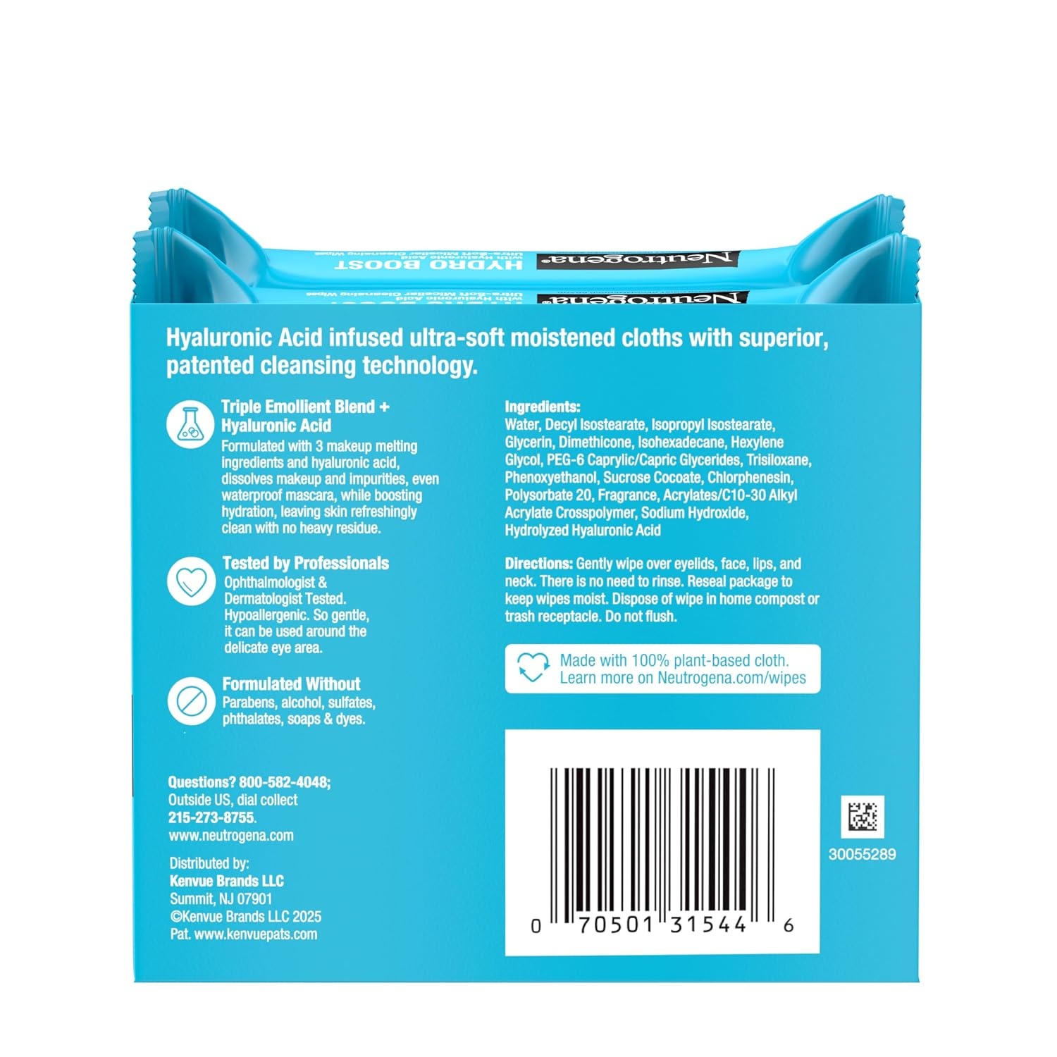 image:imageNeutrogena Hydro Boost Cleansing Wipes Makeup Remover for Face Micellar Gently Removes Oil Dirt and Waterproof Makeup Daily with Hydrating Hyaluronic Acid 25 ct50 Count Pack of 12