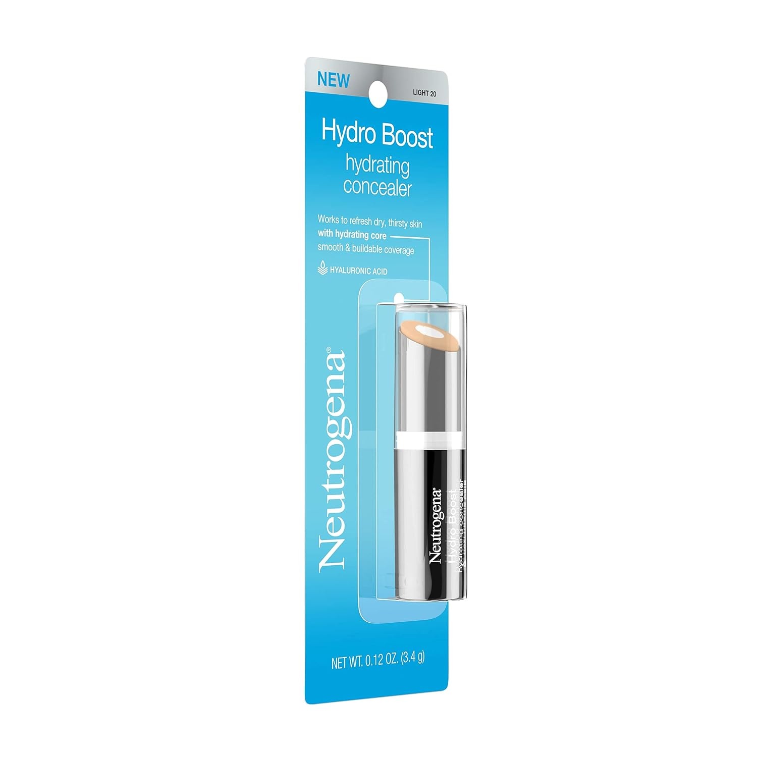 image:imageNeutrogena Hydro Boost Hydrating Concealer Stick Makeup with Hyaluronic Acid for Dry Skin Lightweight OilFree CoverUp with Buildable Coverage 30 LightMedium 012 Oz20Light