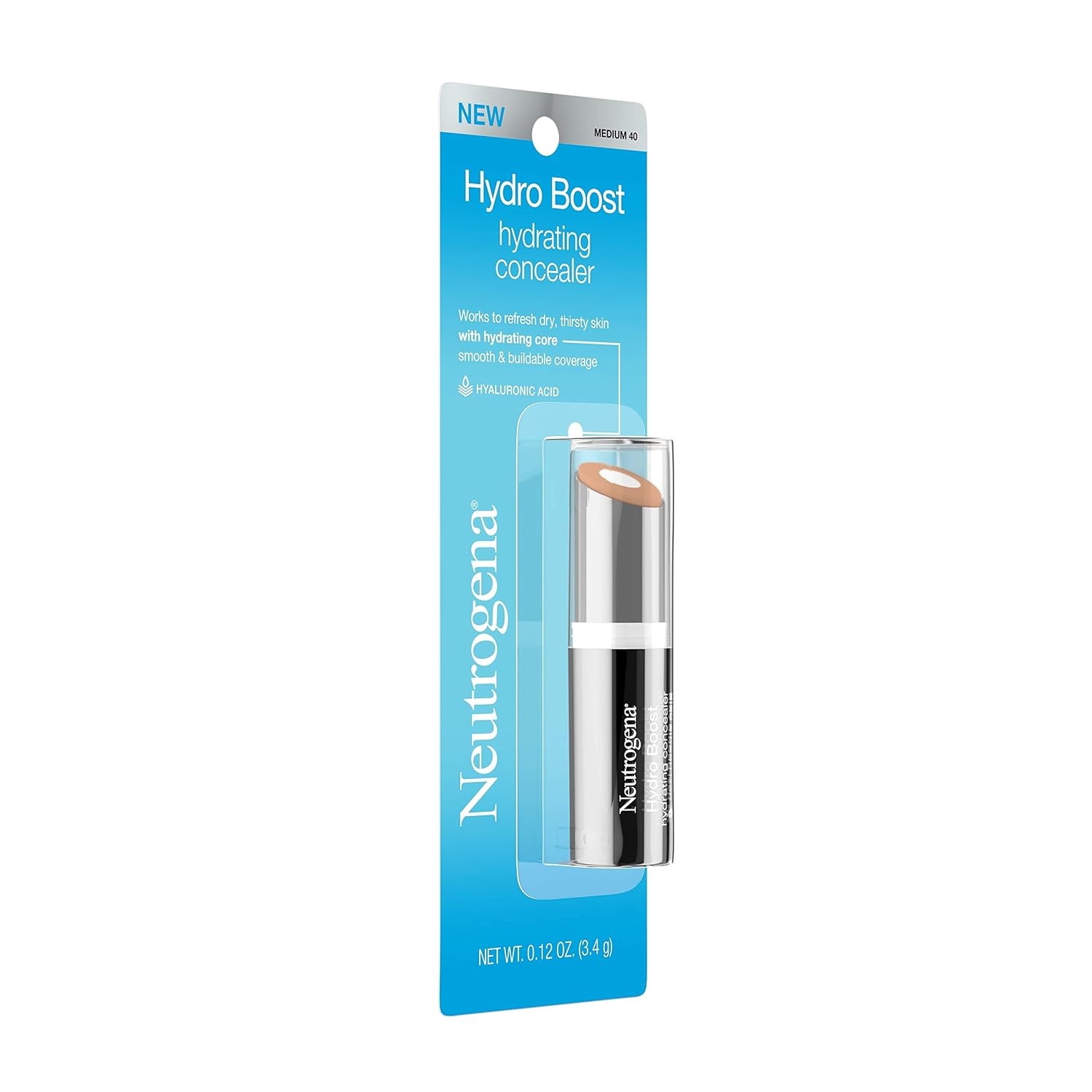 image:imageNeutrogena Hydro Boost Hydrating Concealer Stick Makeup with Hyaluronic Acid for Dry Skin Lightweight OilFree CoverUp with Buildable Coverage 30 LightMedium 012 Oz40Medium