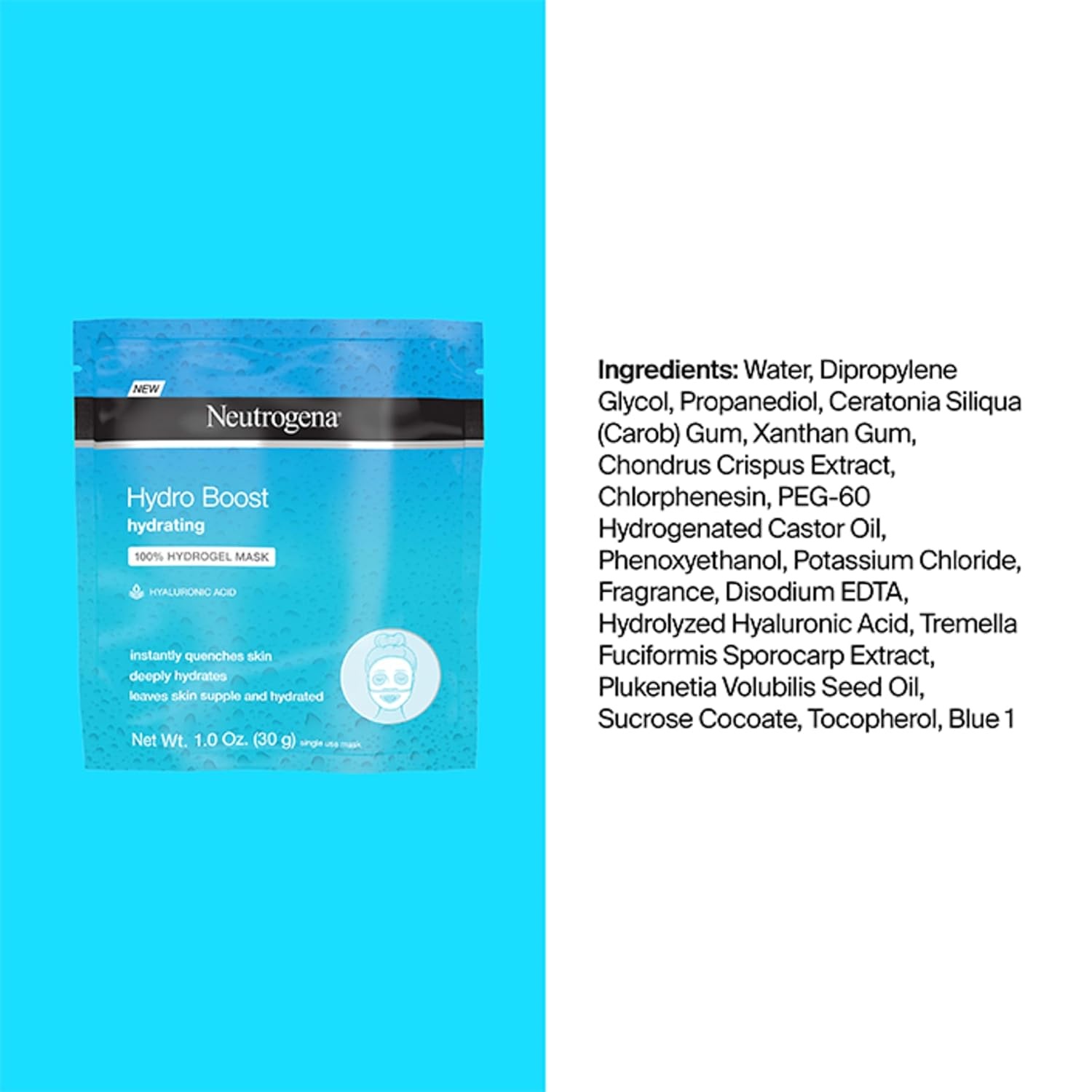image:imageNeutrogena Hydro Boost Hydrating Face Mask 100 Hydrogel Sheet Moisturizing Instantly Quench Dry Skin Gentle Noncomedogenic Skin Care Mask 12 pack of 1 oz1 Ounce Pack of 12