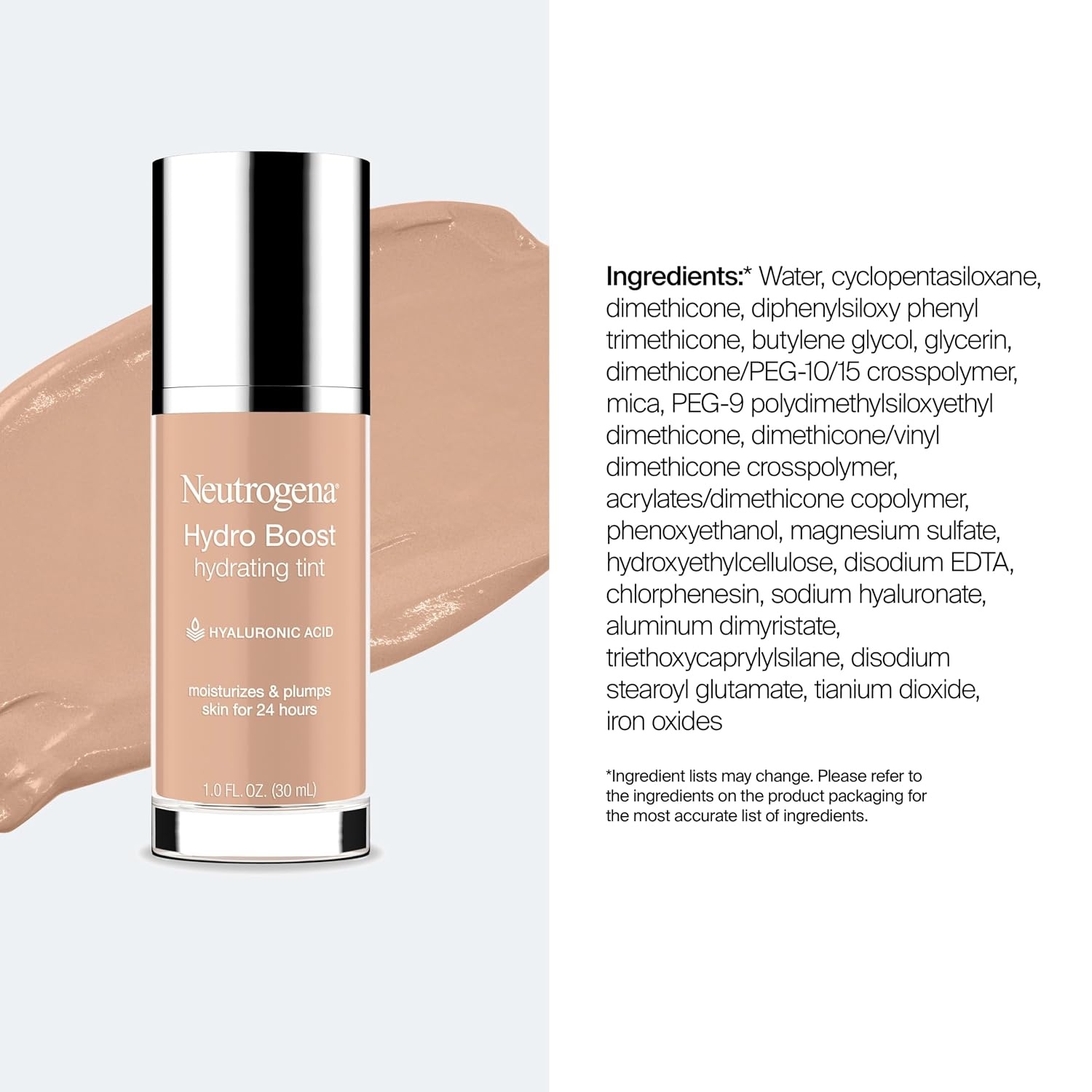 image:imageNeutrogena Hydro Boost Hydrating Tint Lightweight Foundation for Dry Skin Hyaluronic Acid Moisturizing Skincare Makeup OilFree WaterGel Smooth Natural Coverage Buff 30 10 fl oz040 Nude