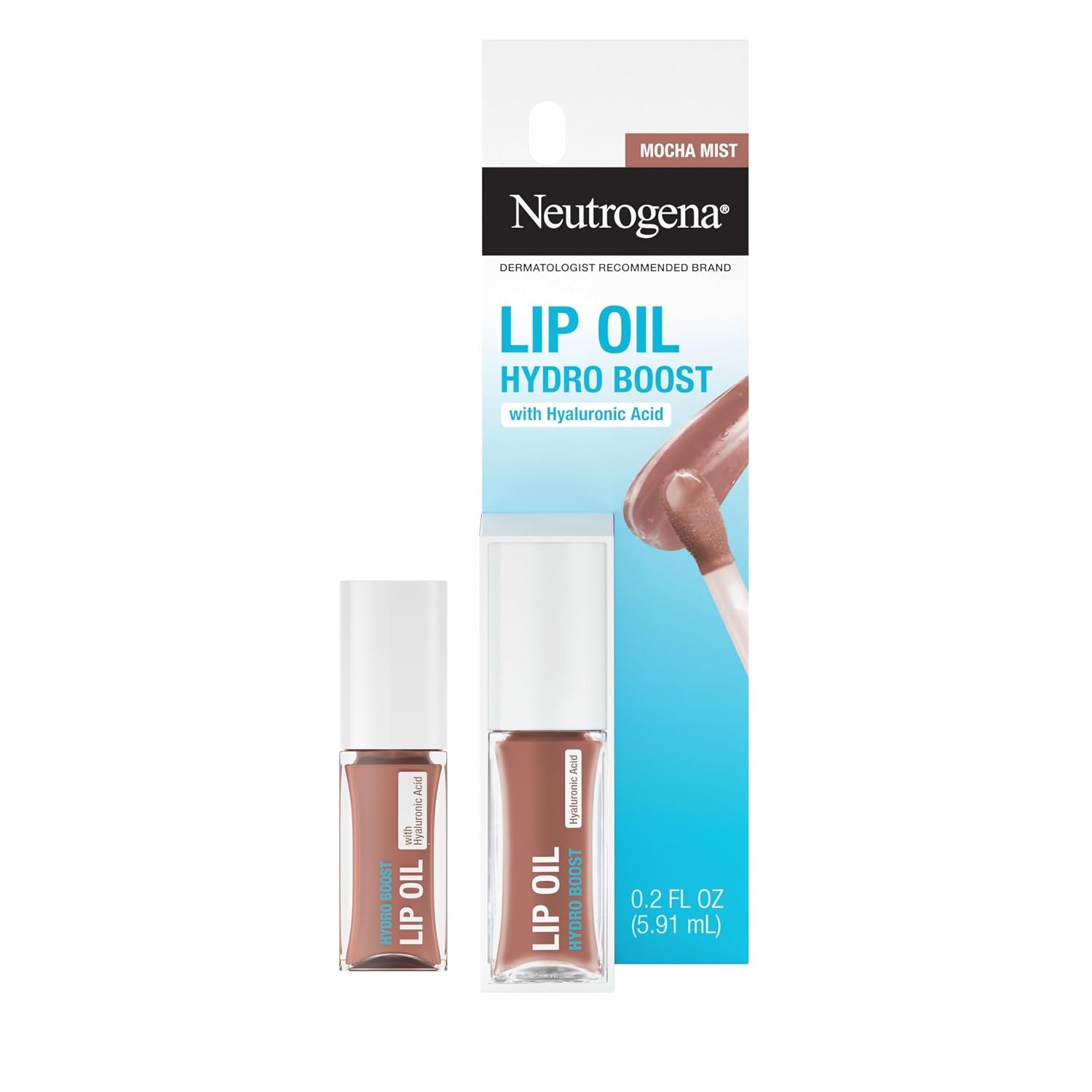 image:imageNeutrogena Hydro Boost Lip Oil Hyaluronic Acid Hydrates and Nourishes MirrorLike Shine for FullerLooking Lips Tinted Gloss Adds Pop of Color Formulated Without Parabens Light Pink 2 fl ozMocha Mist