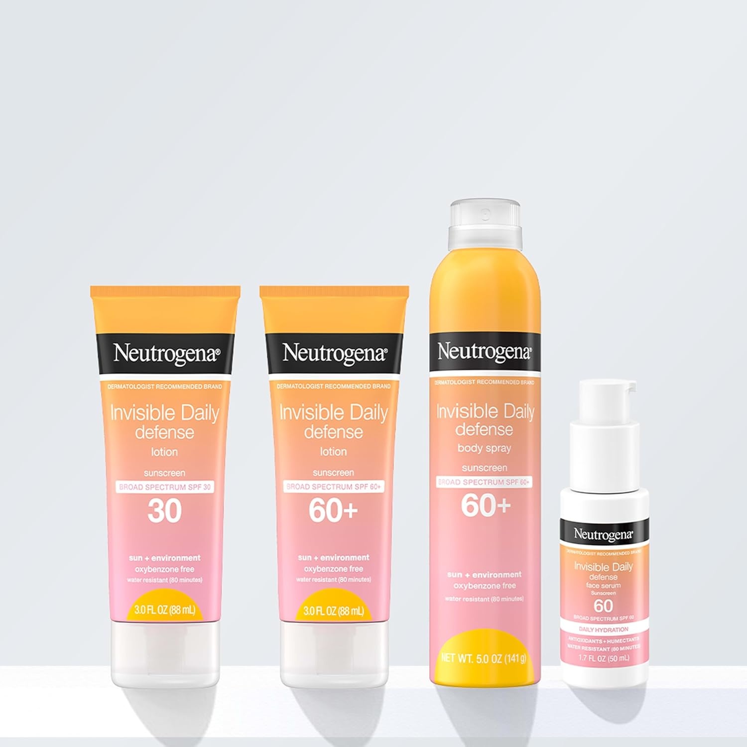 image:imageNeutrogena Invisible Daily Defense Body Sunscreen Spray Broad Spectrum SPF 60 OxybenzoneFree amp WaterResistant Sun amp Environmental Aggressor Protection Antioxidant Complex 50 oz5 Fl Oz Pack of 2