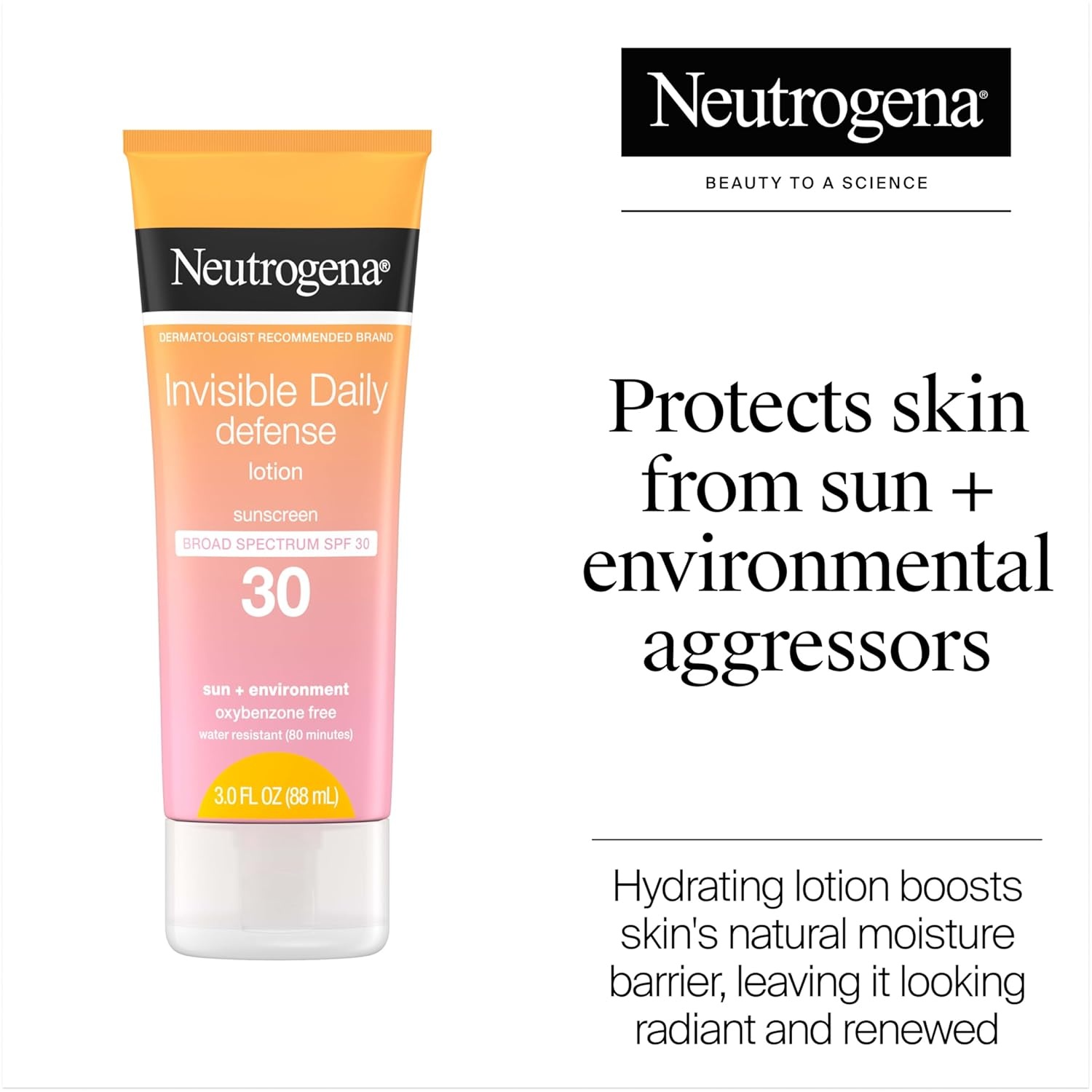 image:imageNeutrogena Invisible Daily Defense Sunscreen Lotion Broad Spectrum SPF 30 OxybenzoneFree amp WaterResistant Sun amp Environmental Aggressor Protection Antioxidant Complex 30 fl oz3 Fl Oz Pack of 2