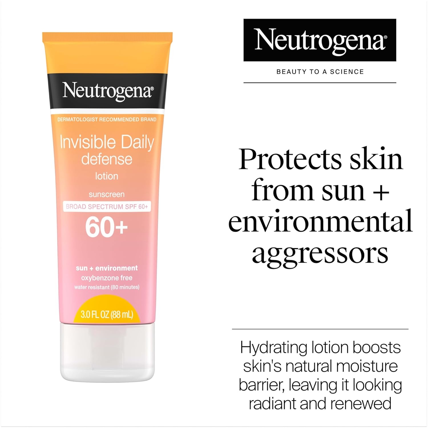 image:imageNeutrogena Invisible Daily Defense Sunscreen Lotion Broad Spectrum SPF 60 OxybenzoneFree amp WaterResistant Sun amp Environmental Aggressor Protection Antioxidant Complex 30 fl oz