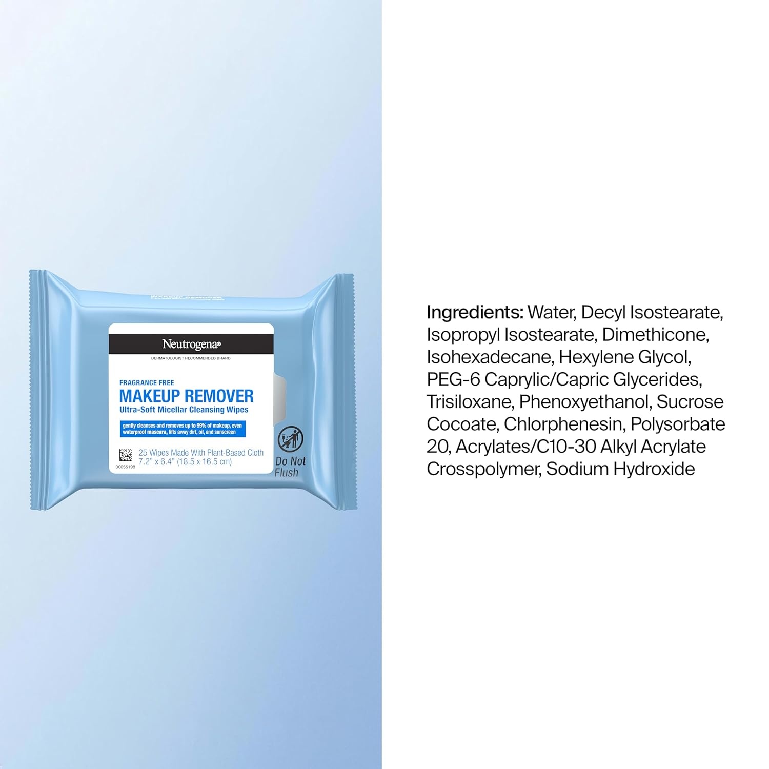 image:imageNeutrogena Makeup Remover Wipes for Face Daily Fragrance Free Gently Removes Oil Dirt and Waterproof Makeup in a Simple Fully PlantBased Cloth 2 pack of 25 ct25 Count Pack of 2