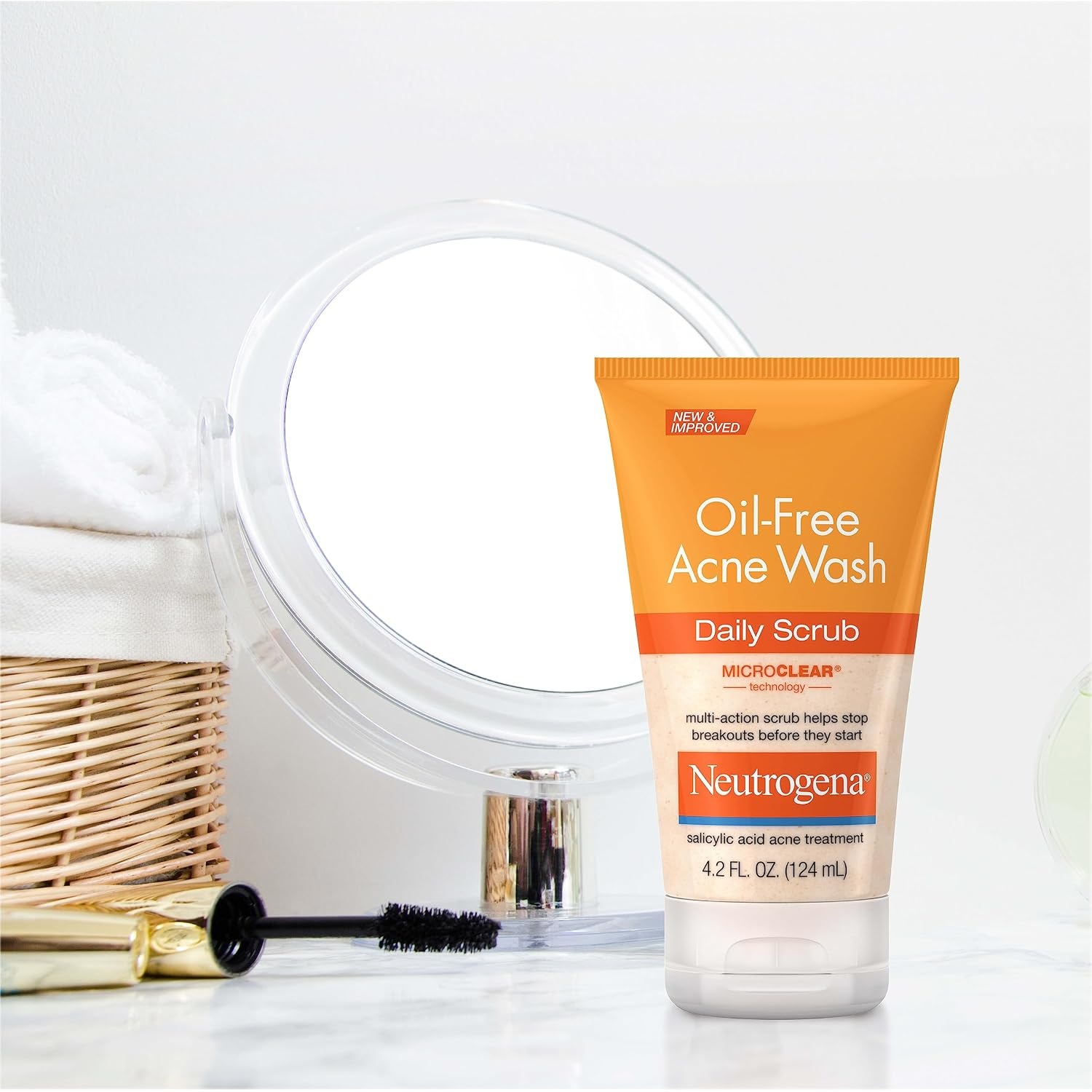 image:imageNeutrogena OilFree Acne Face Scrub 2 Salicylic Acid Acne Treatment Daily Face Wash to help Prevent Breakouts Exfoliating Facial Cleanser for AcneProne Skin Twin Pack 42 fl oz 2 PackUnscented