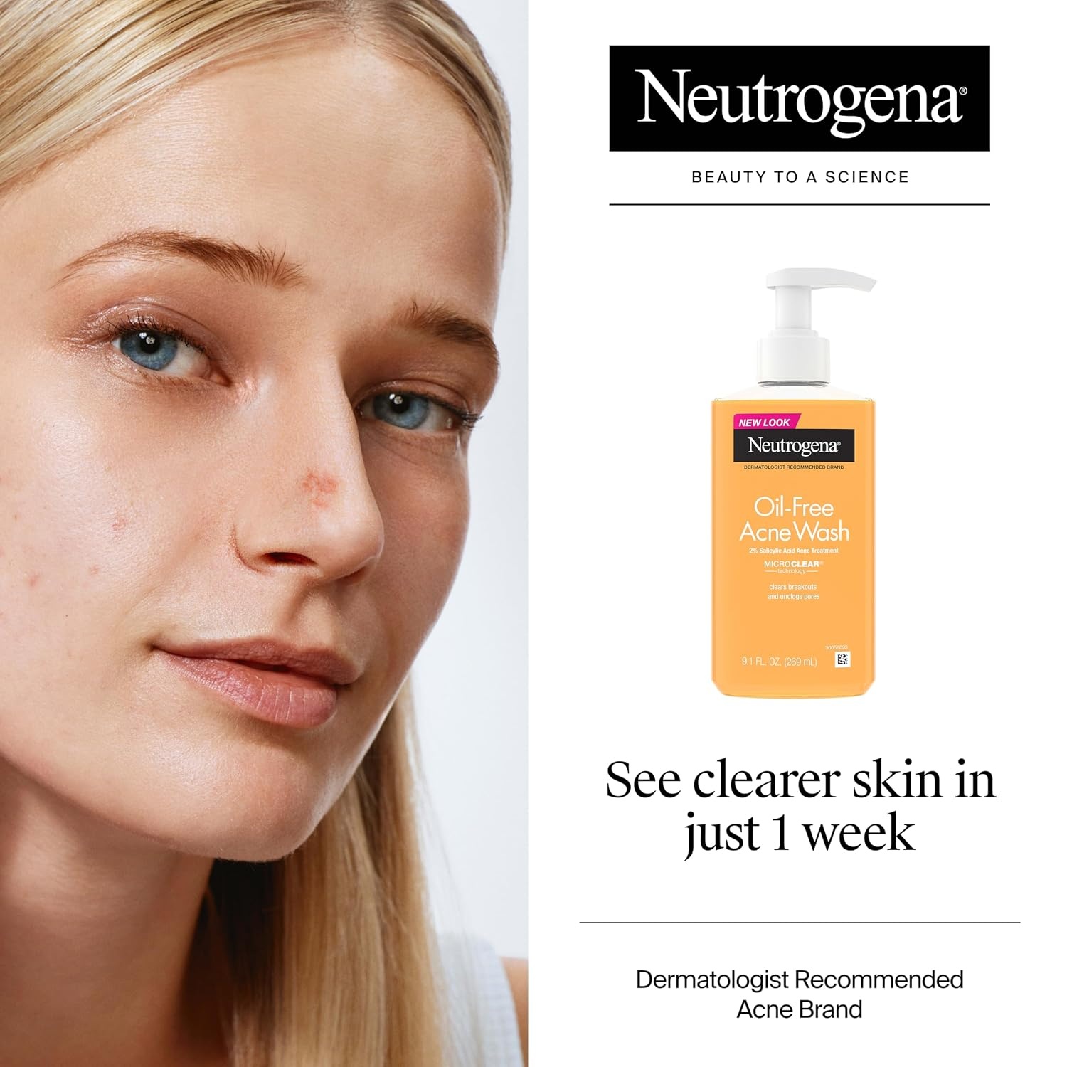 image:imageNeutrogena OilFree Acne Face Wash Facial Cleanser with Salicylic Acid Daily Cleanser for Oily amp AcneProne Skin Clears amp Helps Prevent Breakouts Clear Formula 91 fl oz Bottle