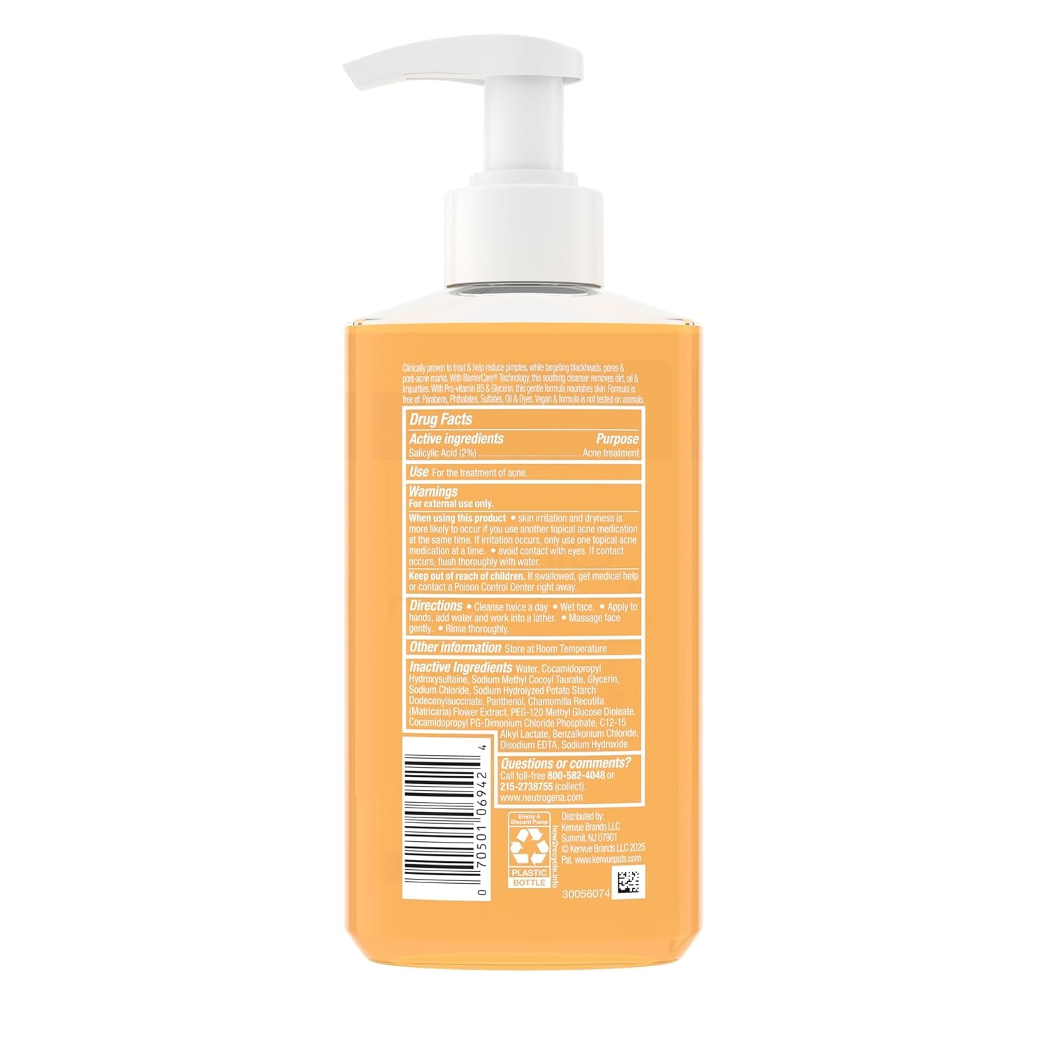 image:imageNeutrogena OilFree Acne Face Wash Fragrance Free Sensitive Skin Facial Cleanser with 2 Salicylic Acid Acne Treatment for Face 91 Fl Oz91 Fl Oz Pack of 2