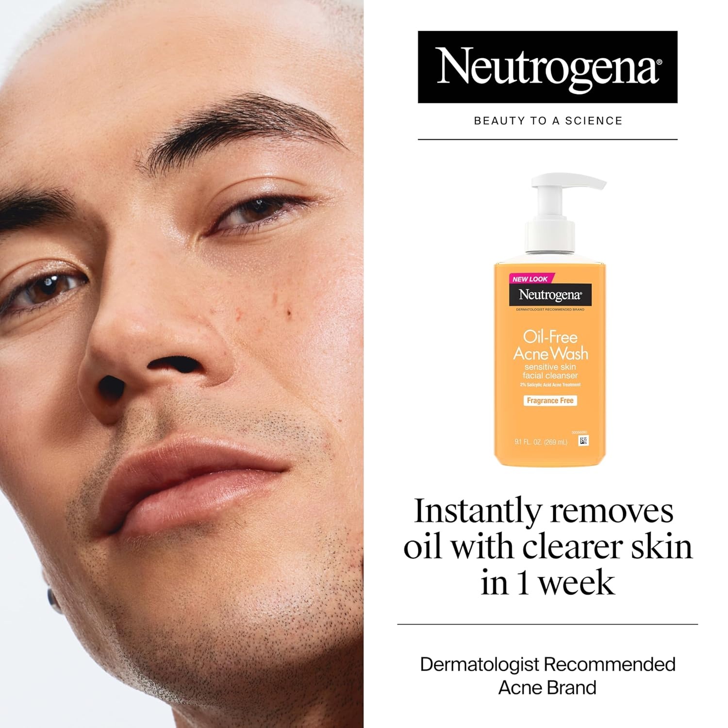 image:imageNeutrogena OilFree Acne Face Wash Fragrance Free Sensitive Skin Facial Cleanser with 2 Salicylic Acid Acne Treatment for Face 91 Fl Oz91 Fl Oz Pack of 2