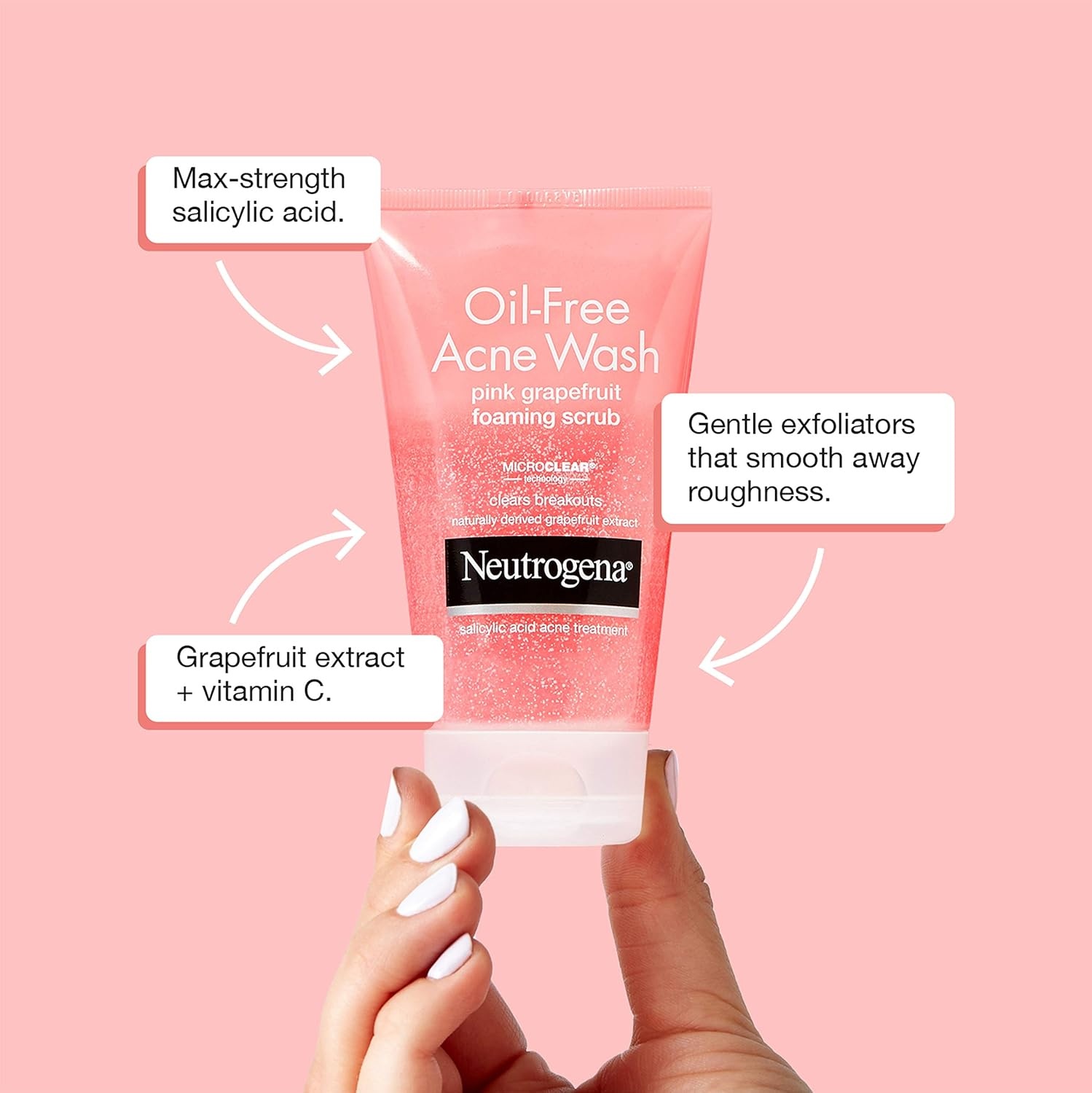 image:imageNeutrogena OilFree Acne Face Wash Pink Grapefruit Foaming Scrub Facial Cleanser with Salicylic Acid for Clear Skin Exfoliating Acne Treatment for Oily Face 67 fl oz 3Pack67 Fl Oz Pack of 1