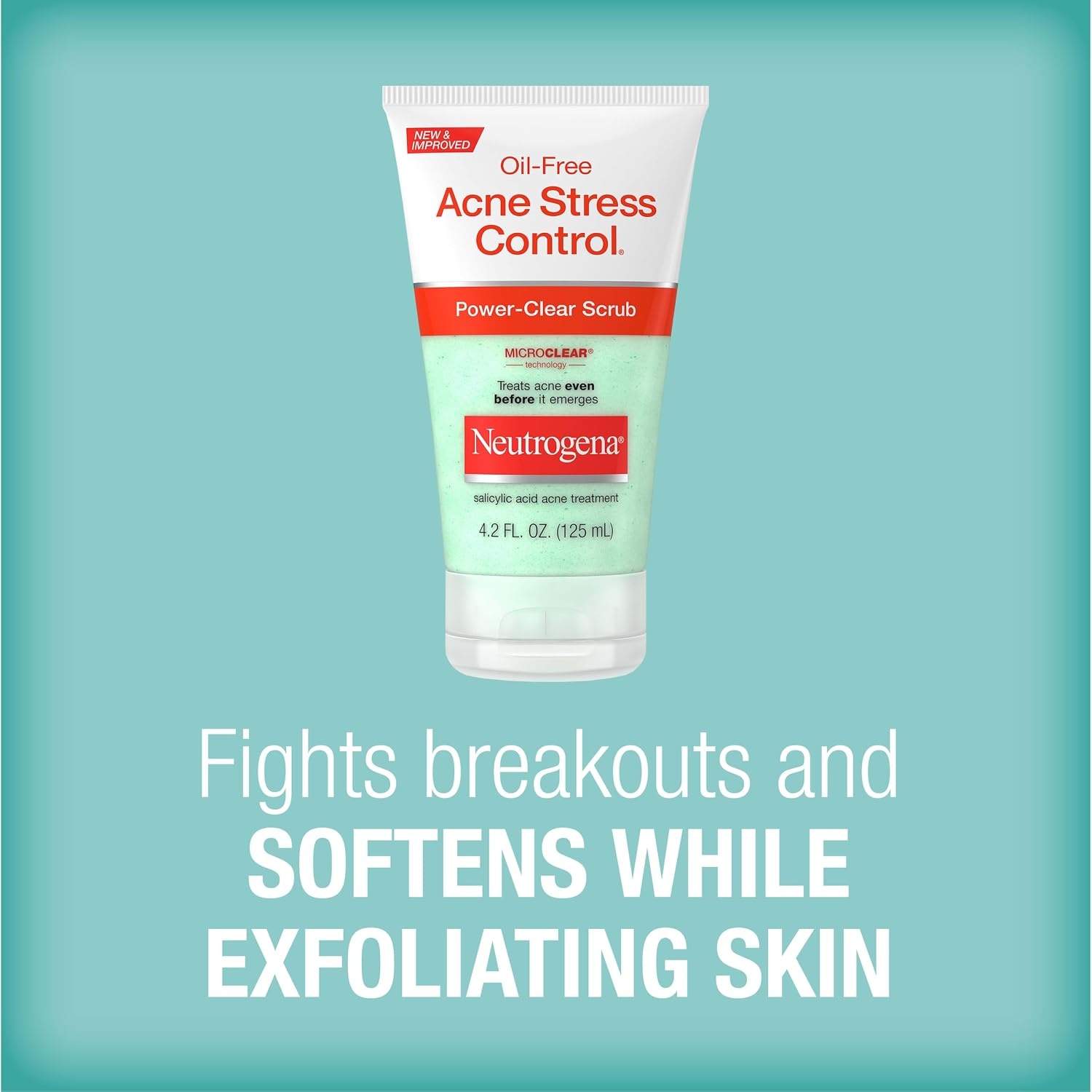 image:imageNeutrogena OilFree Acne Stress Control PowerClear Scrub 2 Salicylic Acid for AcneProne Skin Exfoliating Daily Facial Scrub 42 fl oz4 Fl Oz Pack of 12