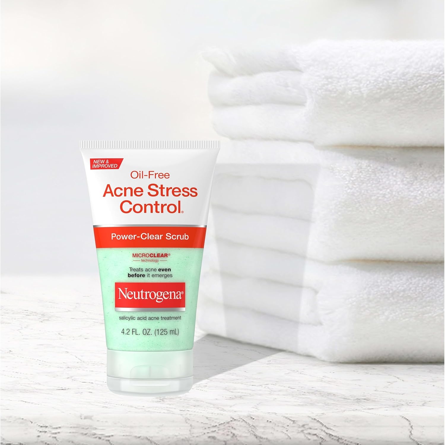 image:imageNeutrogena OilFree Acne Stress Control PowerClear Scrub 2 Salicylic Acid for AcneProne Skin Exfoliating Daily Facial Scrub 42 fl oz4 Fl Oz Pack of 12