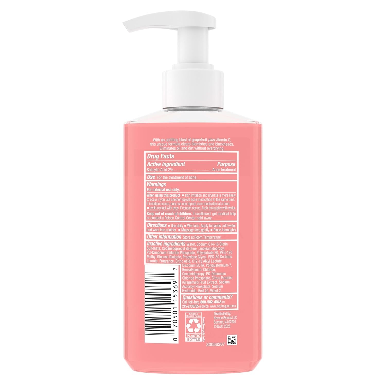 image:imageNeutrogena OilFree Pink Grapefruit Pore Cleansing Acne Wash and Daily Liquid Facial Cleanser with 2 Salicylic Acid Acne Medicine and Vitamin C Twin Pack 91 fl oz 2 PackGrapefruit
