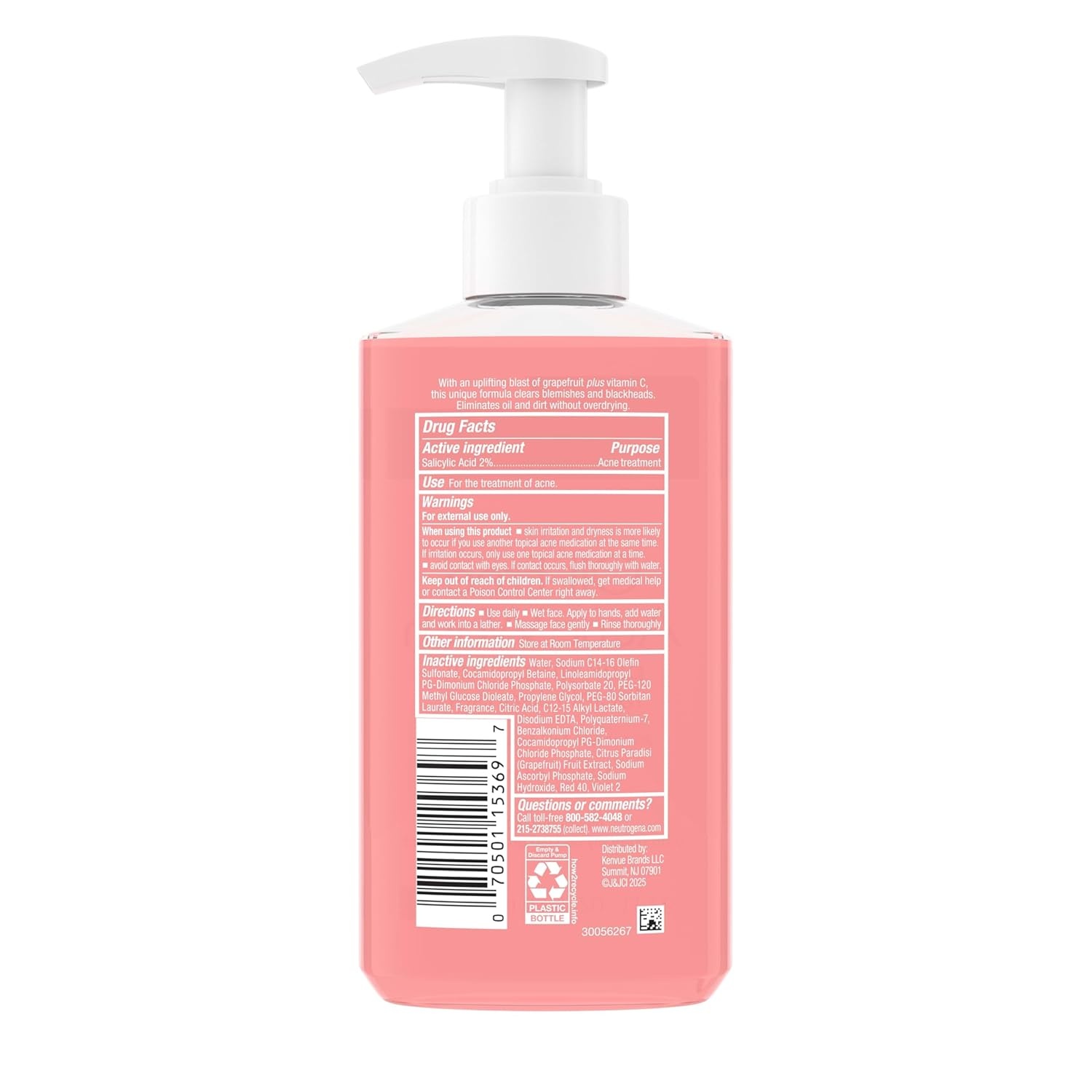 image:imageNeutrogena OilFree Pink Grapefruit Pore Cleansing Acne Wash and Daily Liquid Facial Cleanser with 2 Salicylic Acid Acne Medicine and Vitamin C Twin Pack 91 fl oz 2 PackGrapefruit