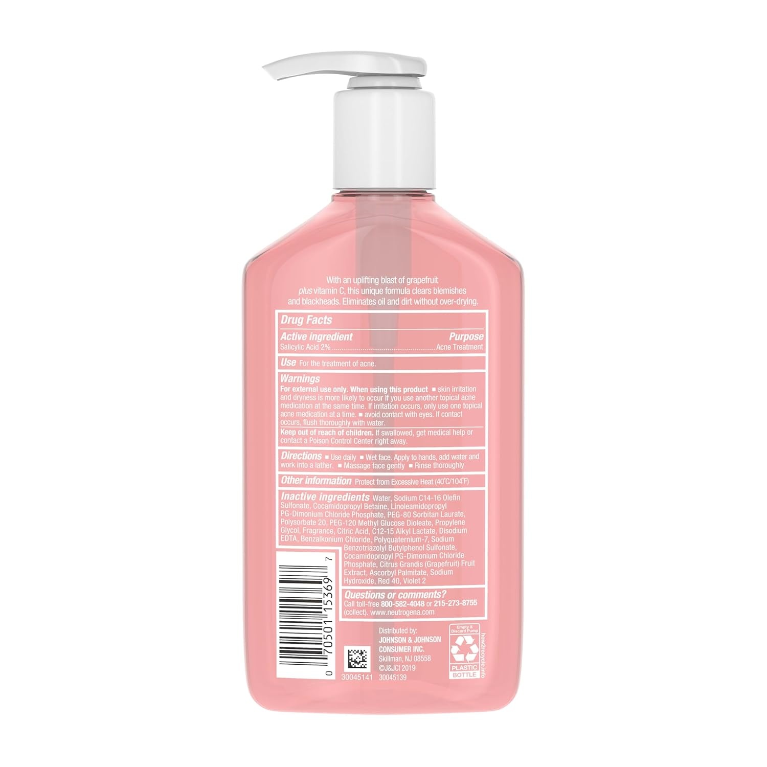 image:imageNeutrogena OilFree Pink Grapefruit Pore Cleansing Acne Wash and Daily Liquid Facial Cleanser with 2 Salicylic Acid Acne Medicine and Vitamin C Twin Pack 91 fl oz 2 PackGrapefruit