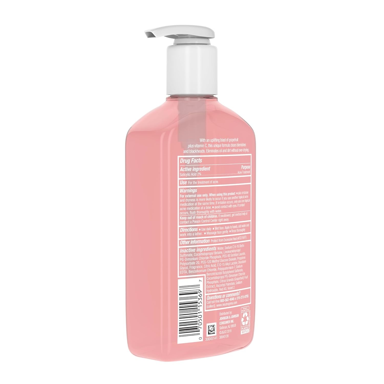 image:imageNeutrogena OilFree Pink Grapefruit Pore Cleansing Acne Wash and Daily Liquid Facial Cleanser with 2 Salicylic Acid Acne Medicine and Vitamin C Twin Pack 91 fl oz 2 PackGrapefruit